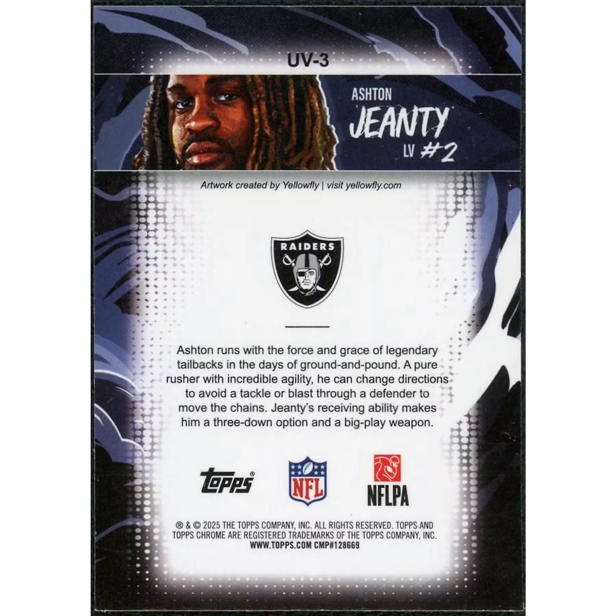 Ashton Jeanty 2025 Topps Chrome Ultra Violet Rookie Card #UV-3 | P6058410