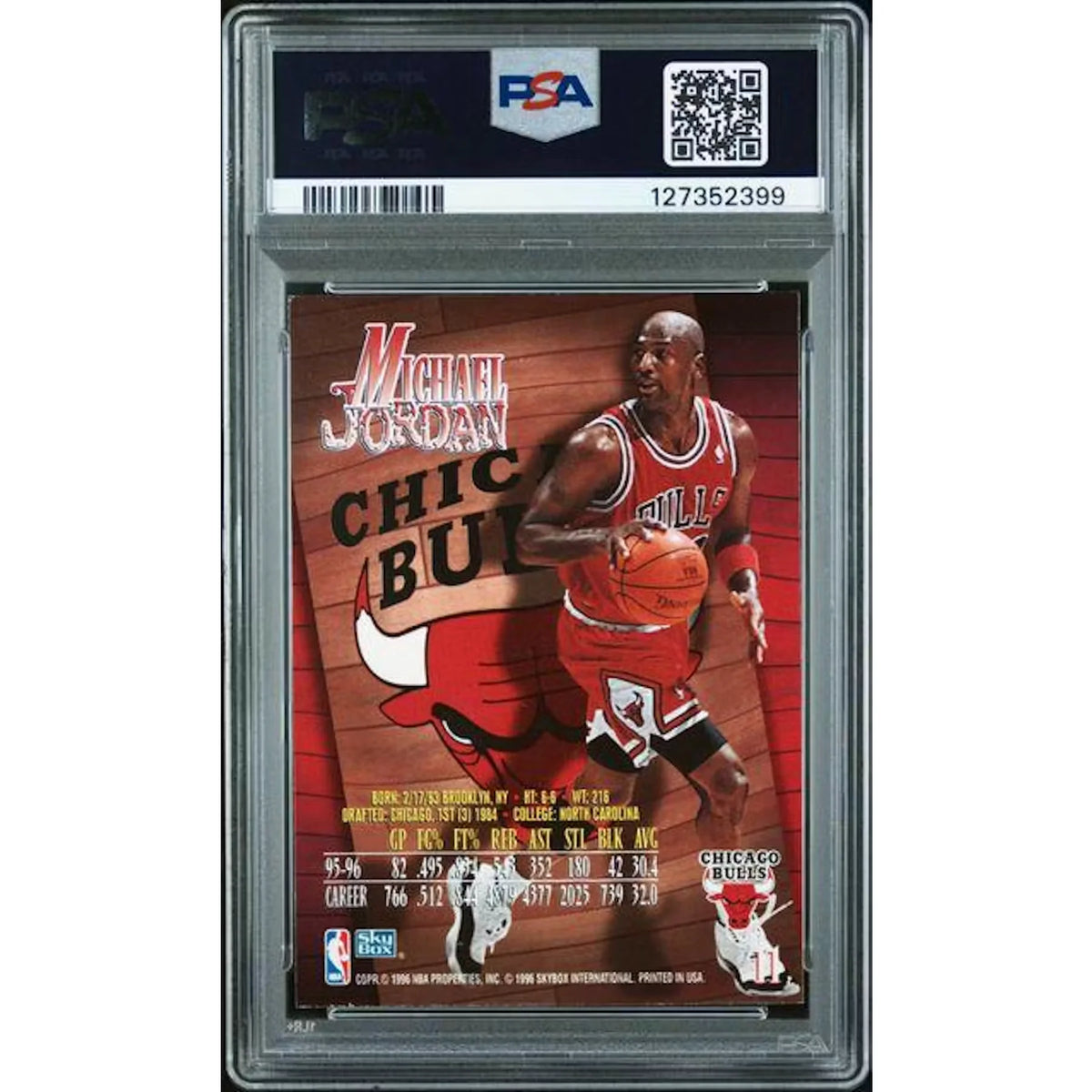 Michael Jordan 1996 Skybox Z-Force #11 Card | PSA 8 | P6058437