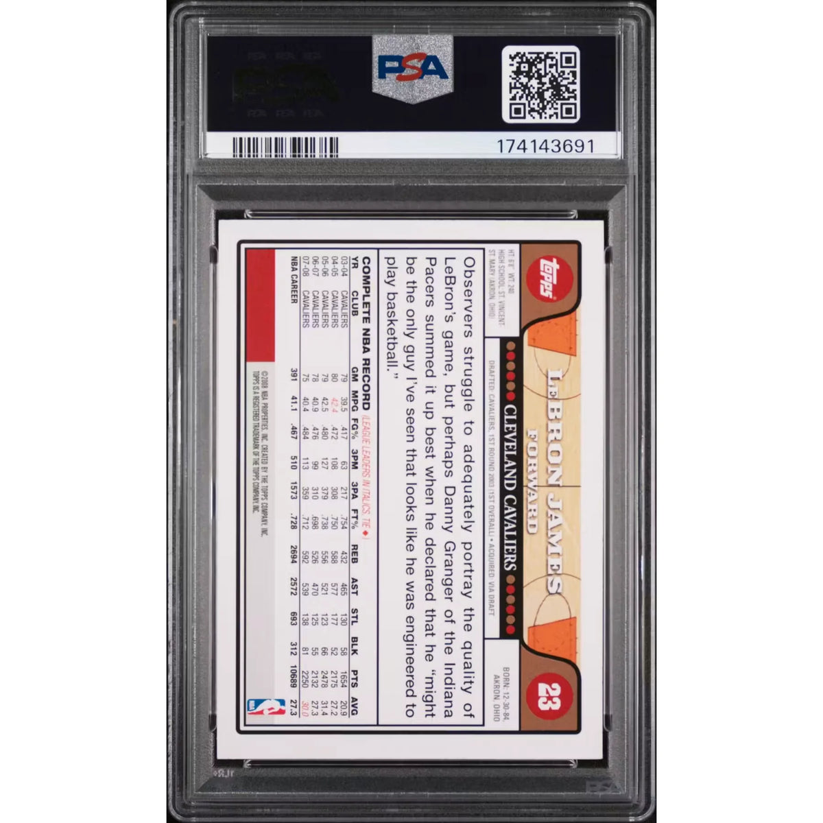 LeBron James 2008 Topps #23 Card | PSA 8 | P6058440