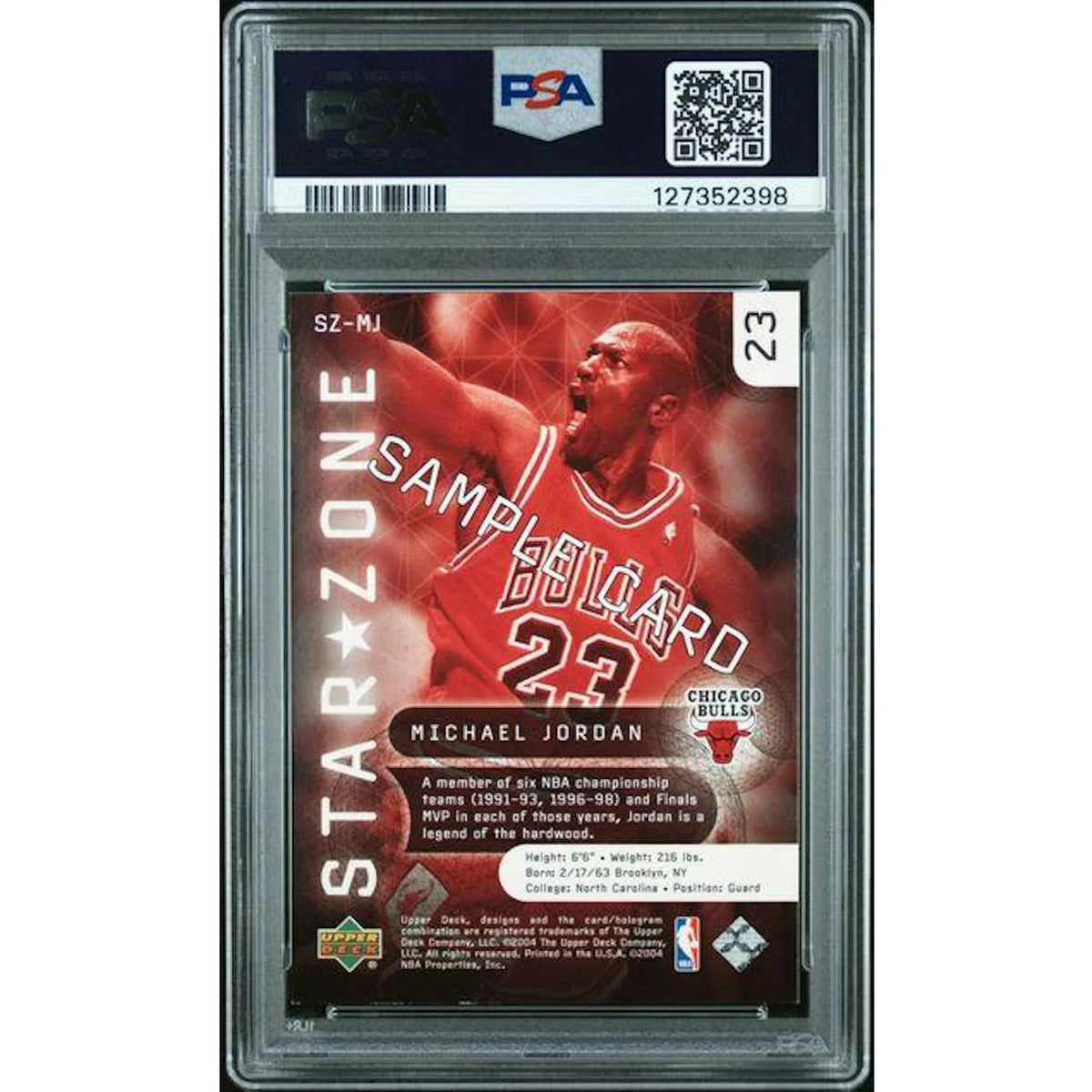 Michael Jordan 2004 Upper Deck All Star Game Star Zone Sample Card | PSA 8 | P6058503