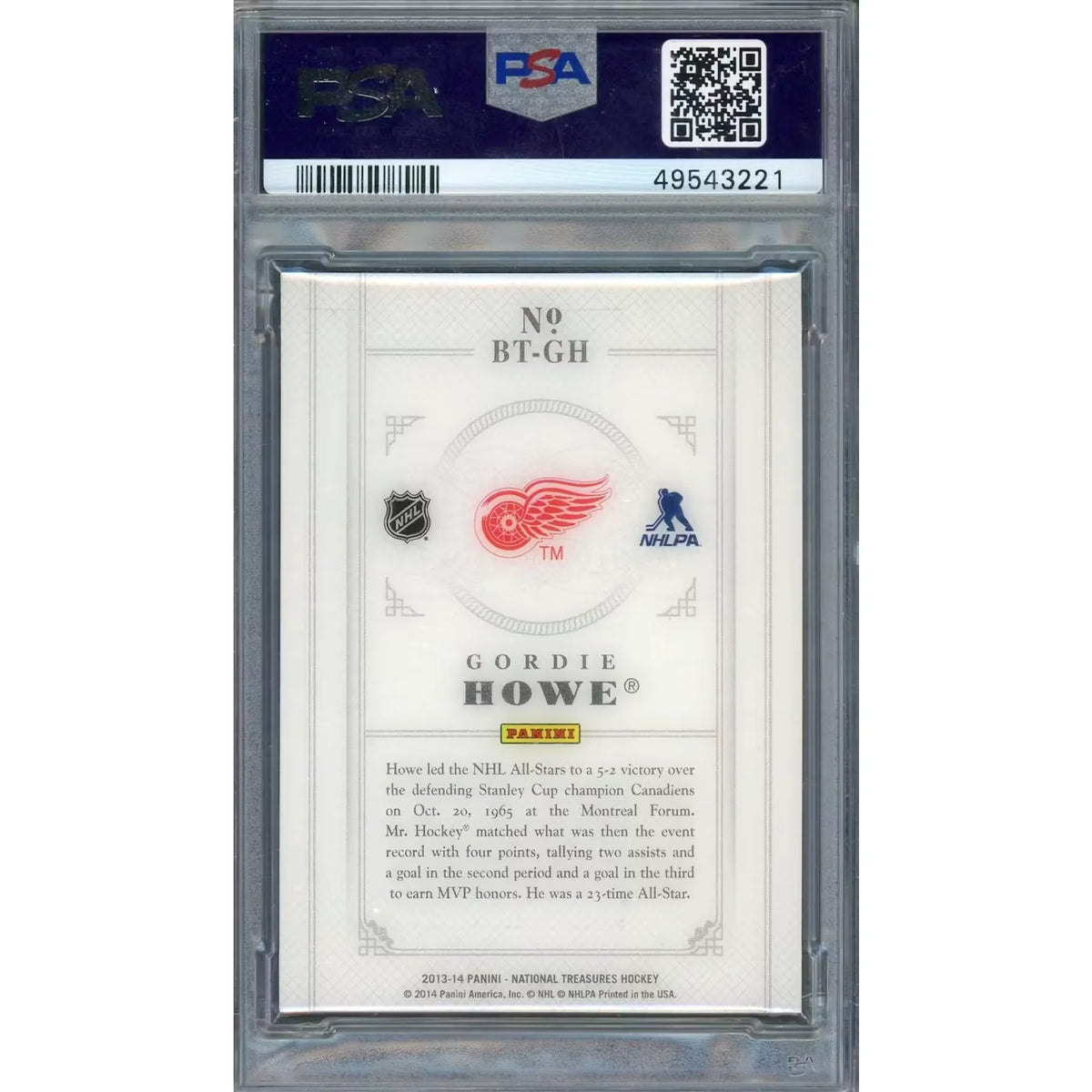 Gordie Howe 2013 Panini National Treasures Buried Treasure Card | PSA 9 | P6058510