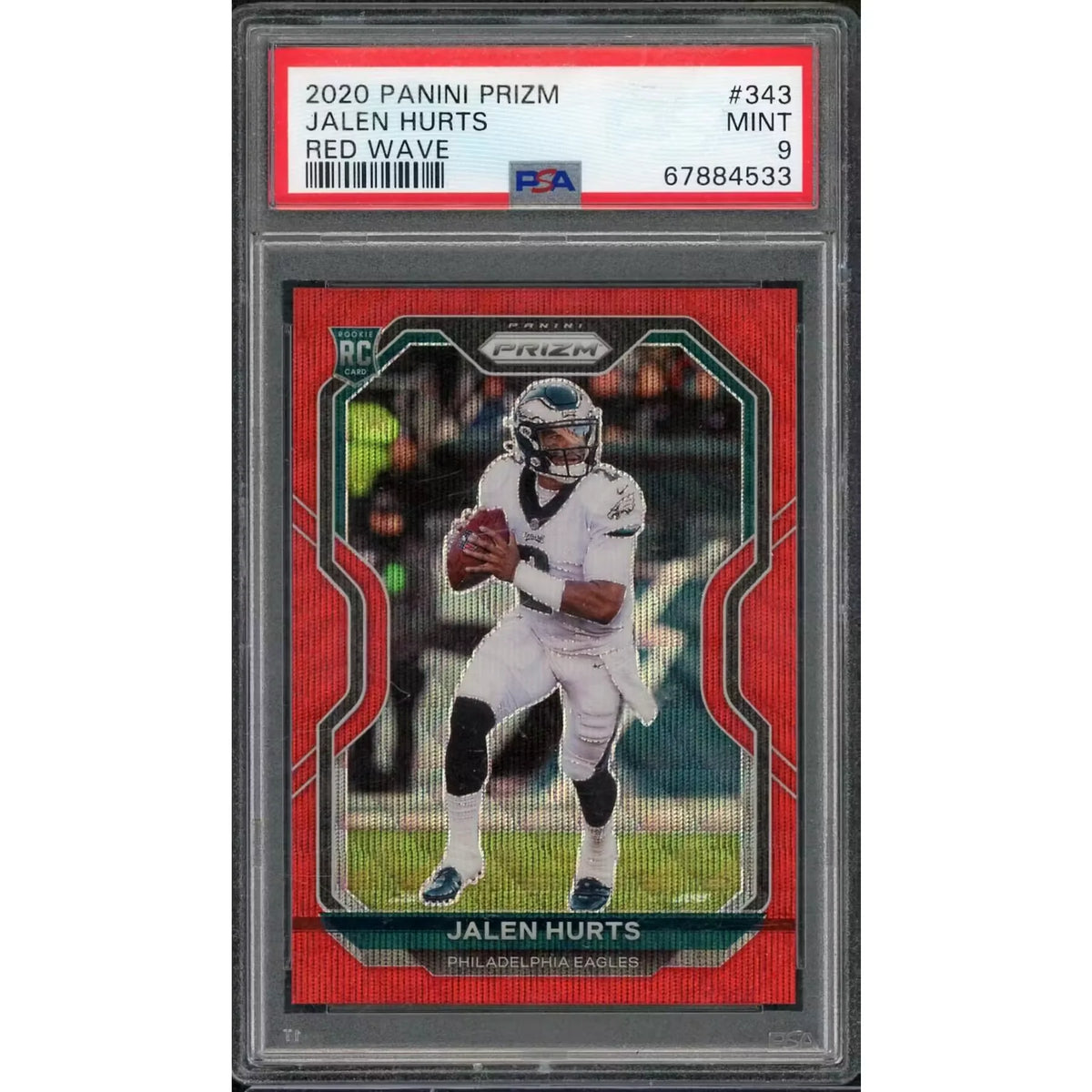 Jalen Hurts 2020 Panini Prizm Red Wave Rookie Card #343 | PSA 9 | P6058597