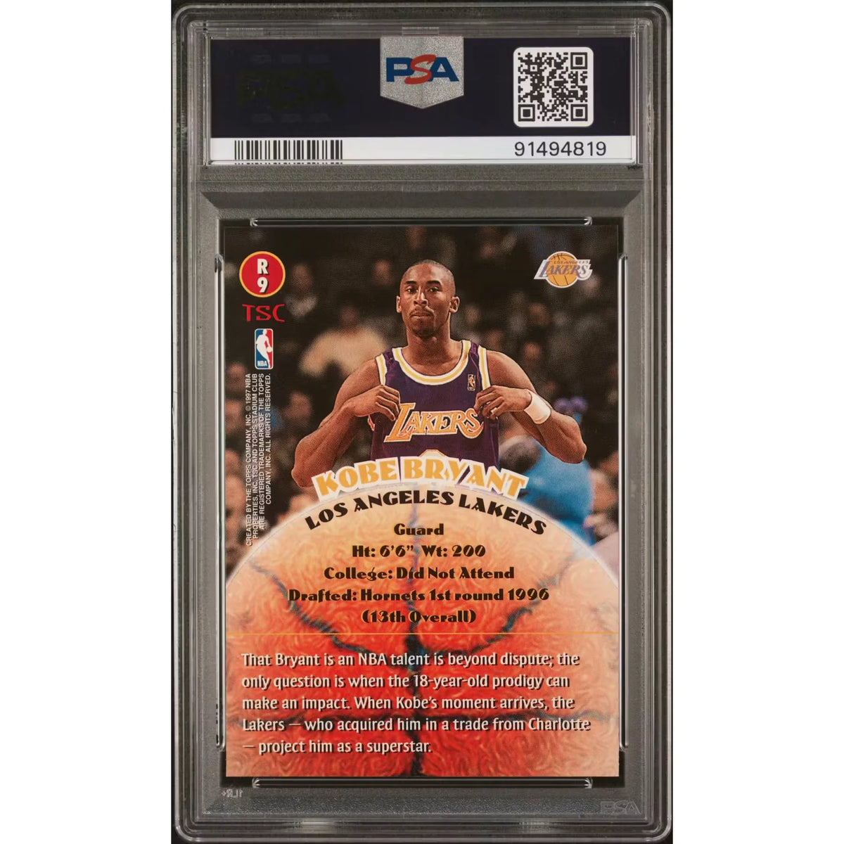 1996 Stadium Club Kobe Bryant Rookies 2 #R9 | PSA 8.5 | P6058679