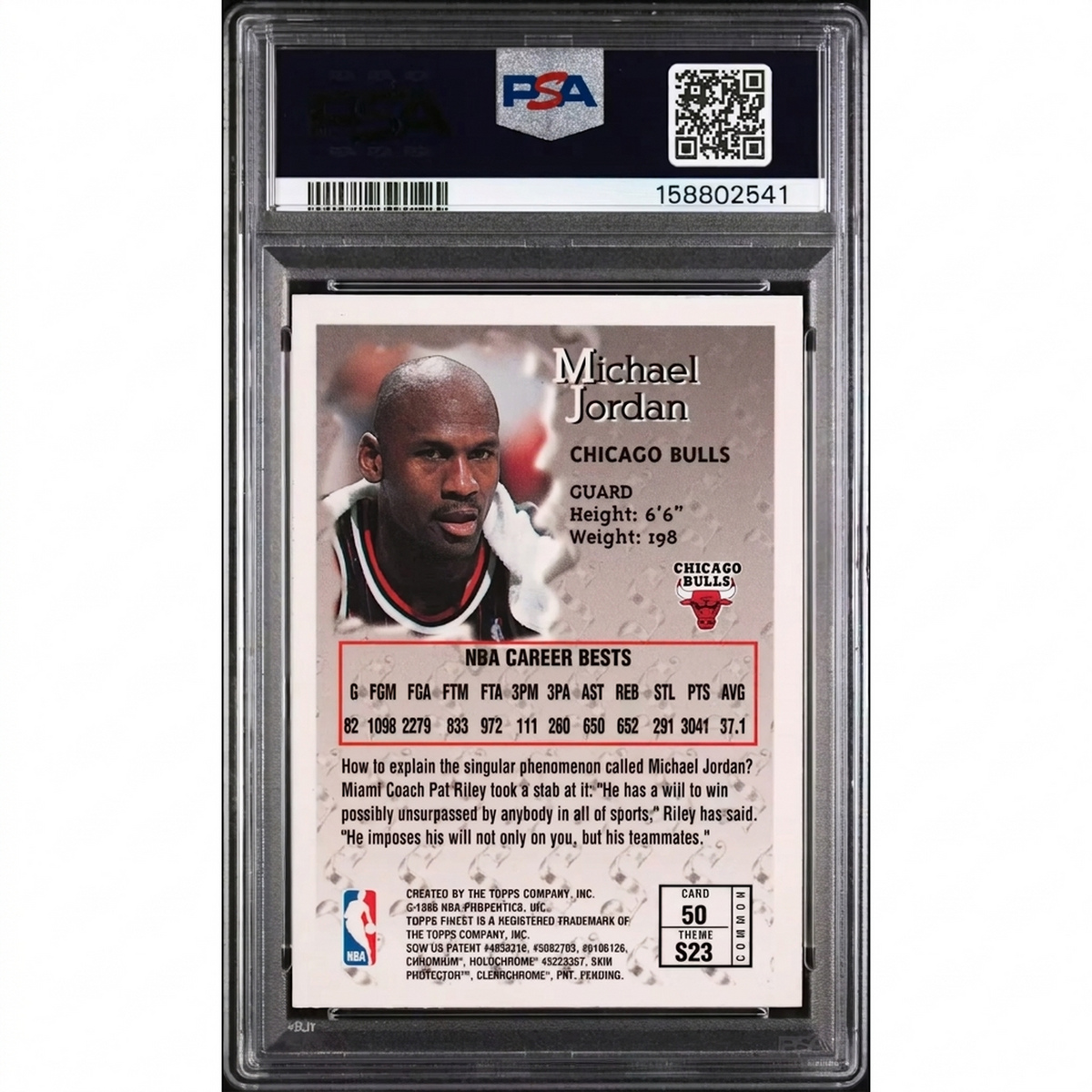 Michael Jordan 1996 Topps Finest #50 | PSA 8 | P6058681