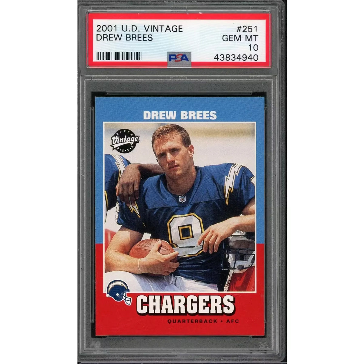 Drew Brees 2001 Upper Deck Vintage Collection #251 | PSA 10 | P6058742
