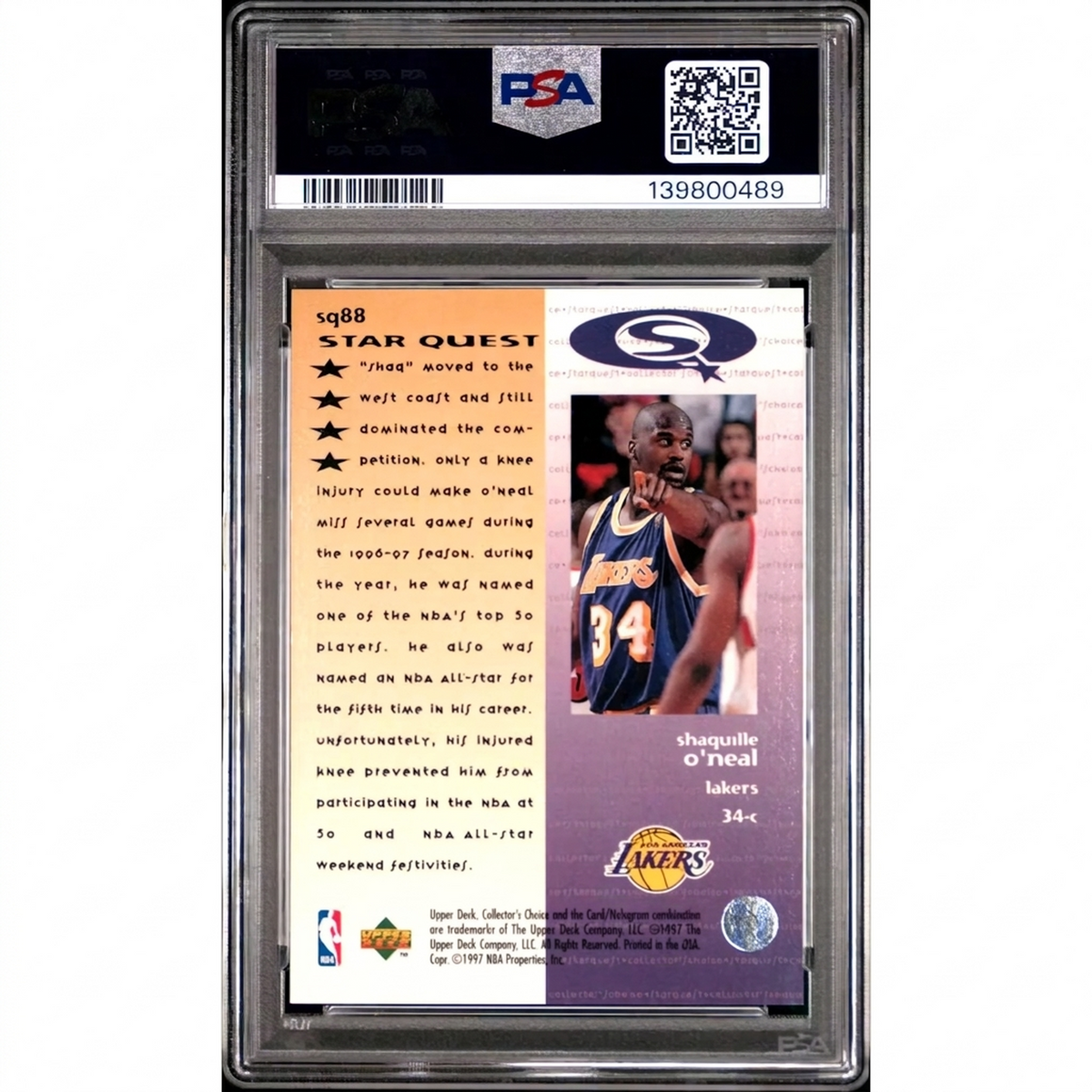 Shaquille O'Neal 1997 Collector's Choice Starquest #SQ88 | PSA 9 | P6058778