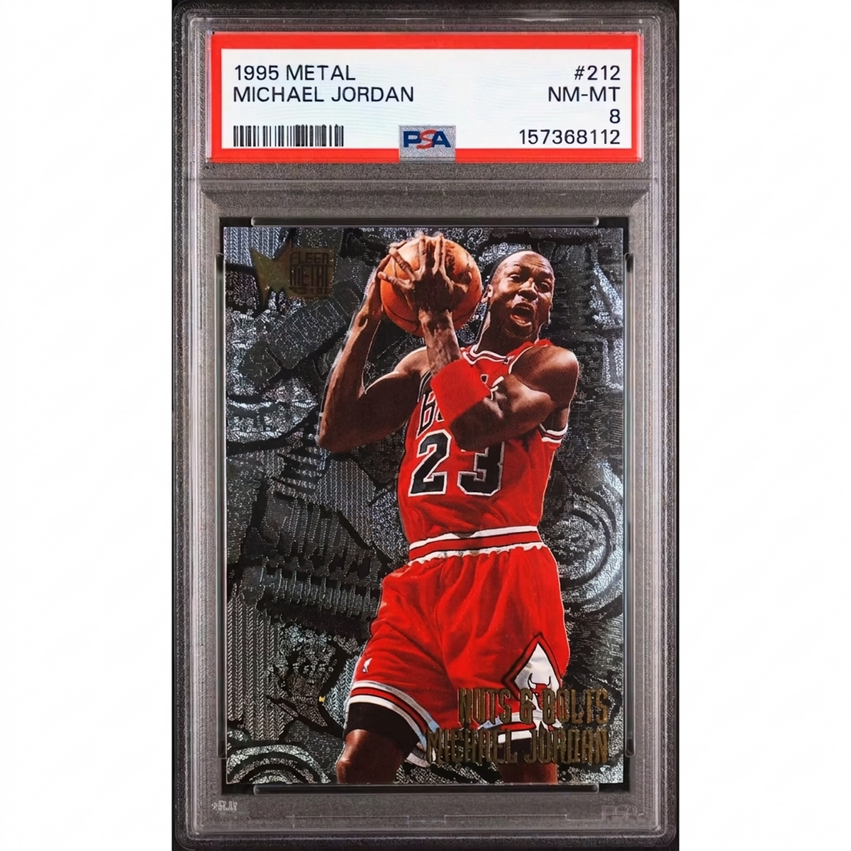Michael Jordan 1995 Fleer Metal Nuts & Bolts #212 | PSA 8 | P6058780