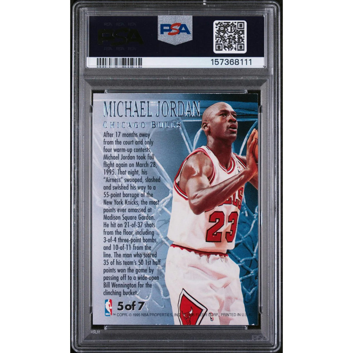 Michael Jordan 1995 Ultra Fabulous Fifties #5 | PSA 8 | P6058820