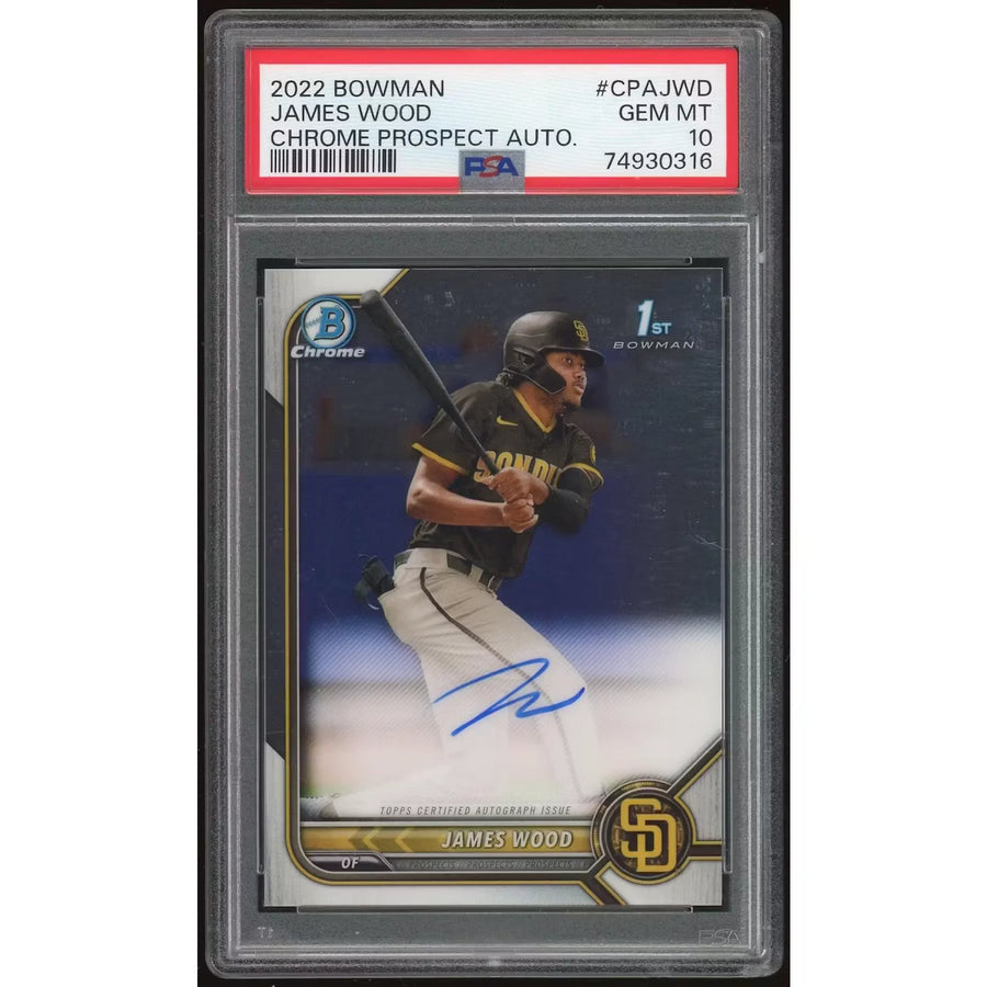 James Wood 2022 Bowman Chrome Prospect Auto #CPAJWD | PSA 10 | P6134695