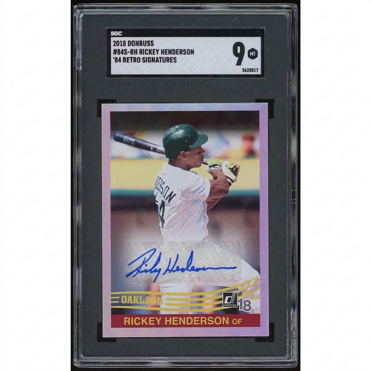 Rickey Henderson Signed 2018 Donruss '84 Retro Card | SGC 9 | P6134790
