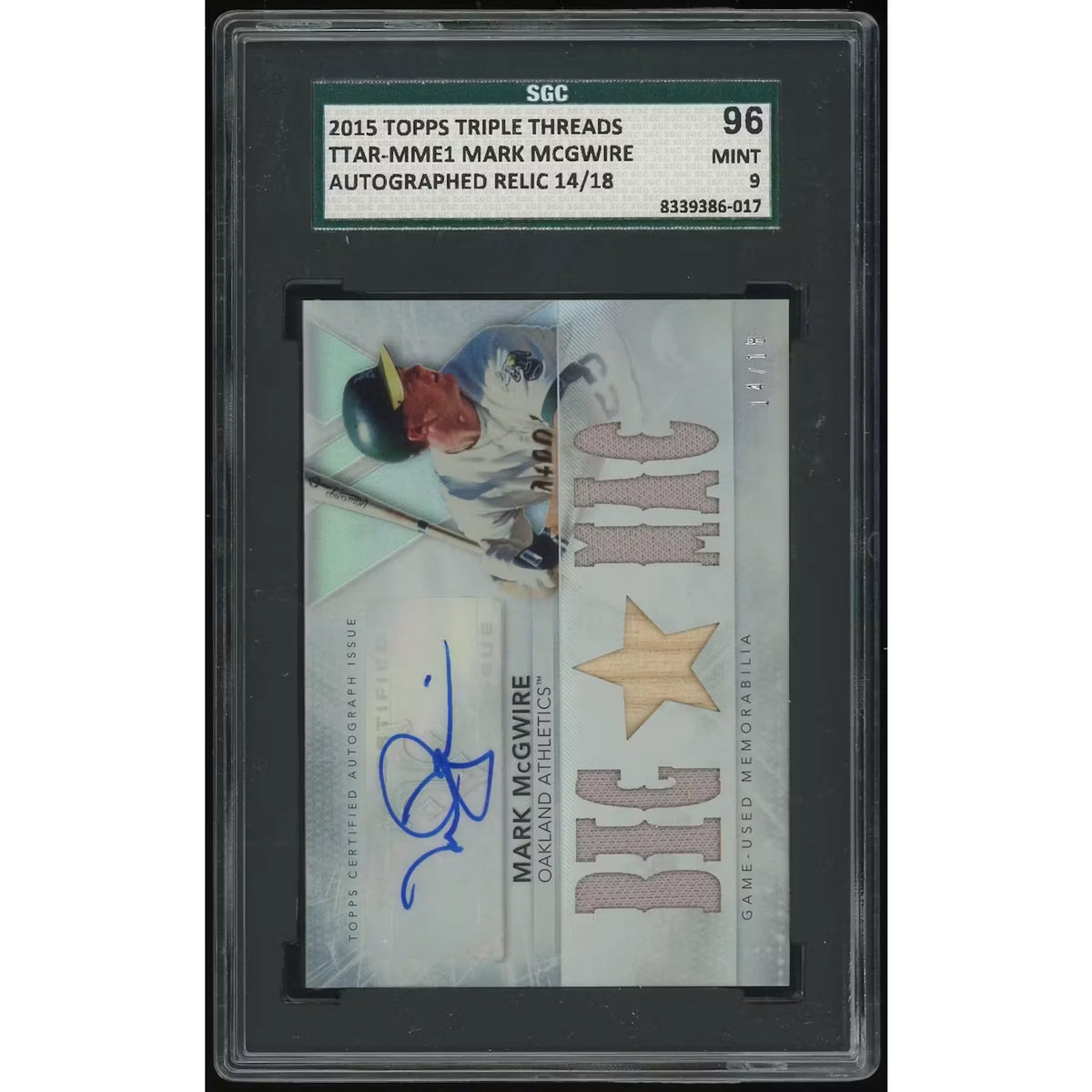 Mark McGwire Signed 2015 Topps Triple Threads Auto Relic | SGC 96 | P6134825
