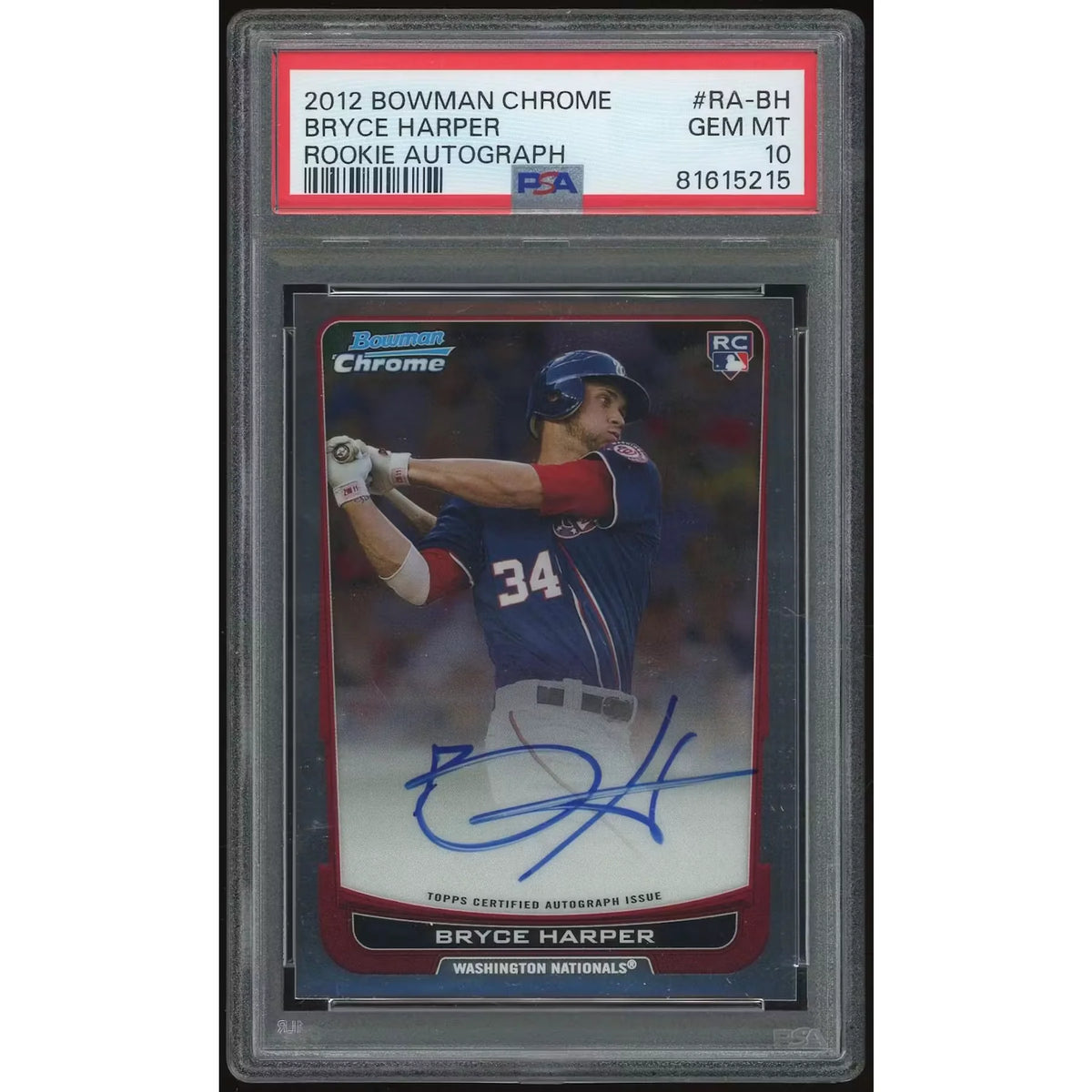 Bryce Harper Signed 2012 Bowman Chrome Rookie Autograph | PSA 10 | P6134833