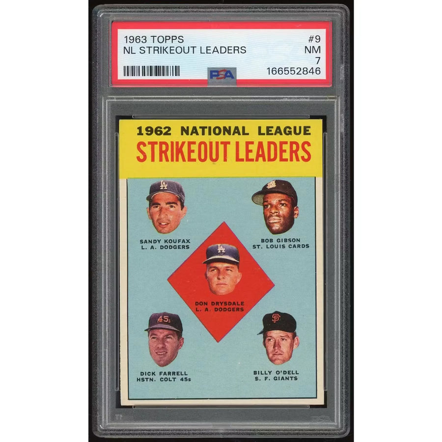 1963 Topps #9 NL Strikeout Leaders Card | PSA 7 | P6135061