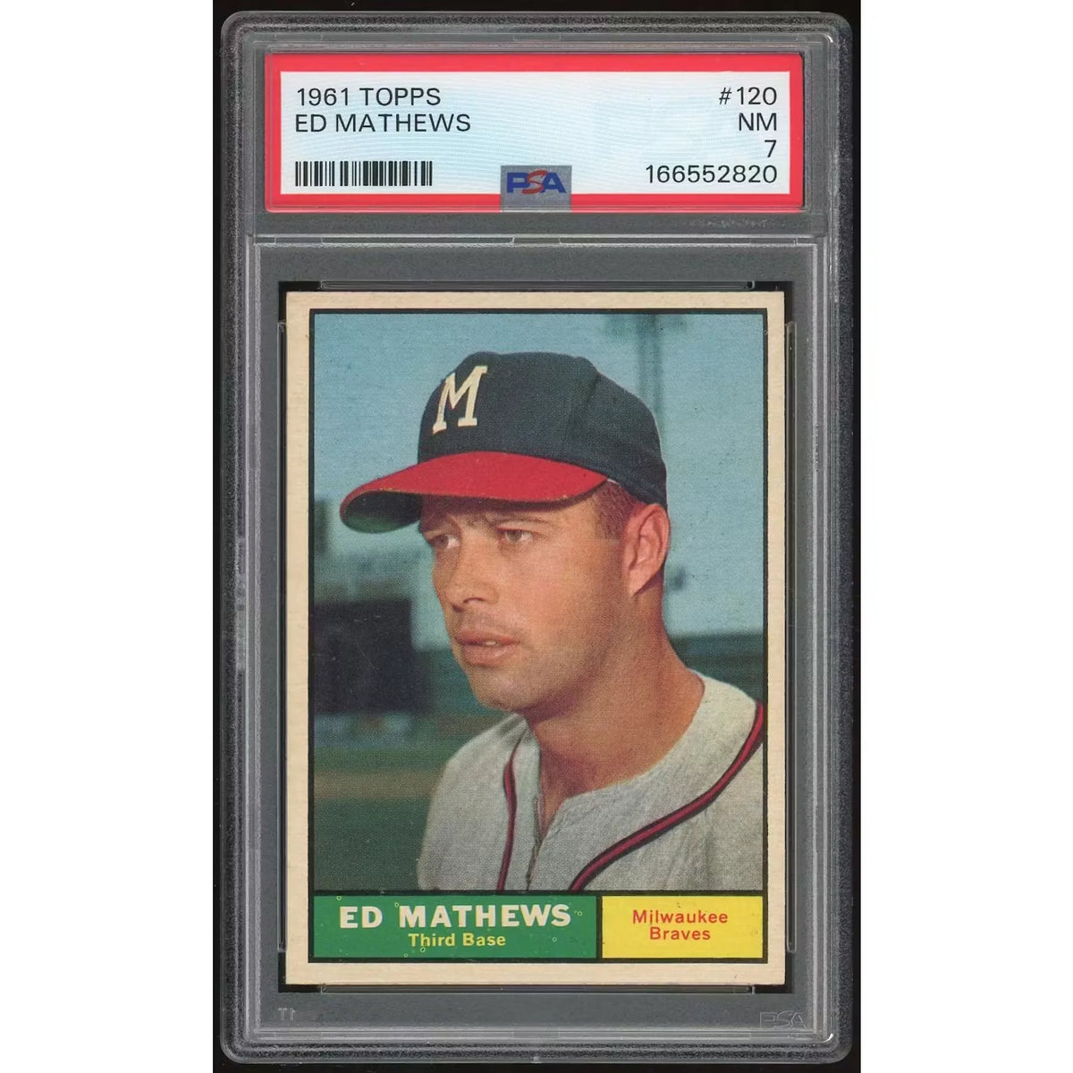 Eddie Mathews 1961 Topps #120 Baseball Card | PSA 7 | P6135069
