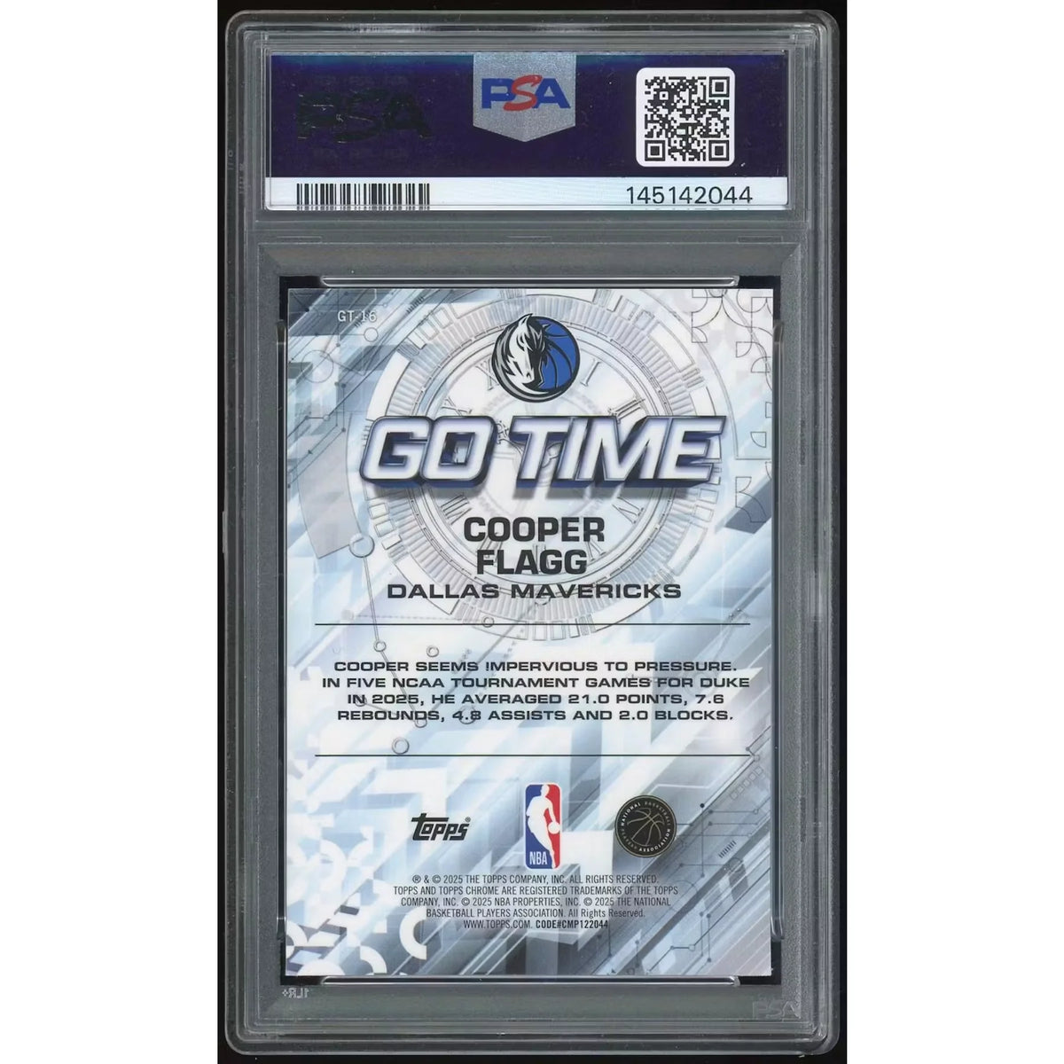 Cooper Flagg 2025-26 Topps Chrome Rookie Go Time Teal Refractor | PSA 10 2044 | P6135131