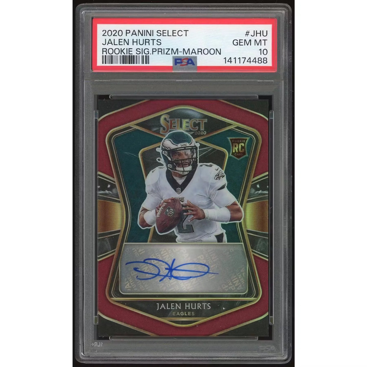 Jalen Hurts 2020 Panini Select Rookie Signature Prizm | PSA 10 | P6135290