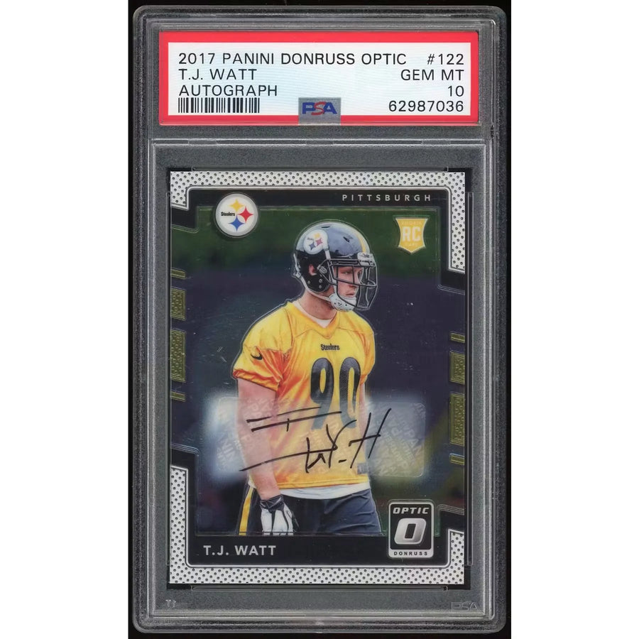 TJ Watt Signed 2017 Panini Donruss Optic Card #122 | PSA 10 | P6135297