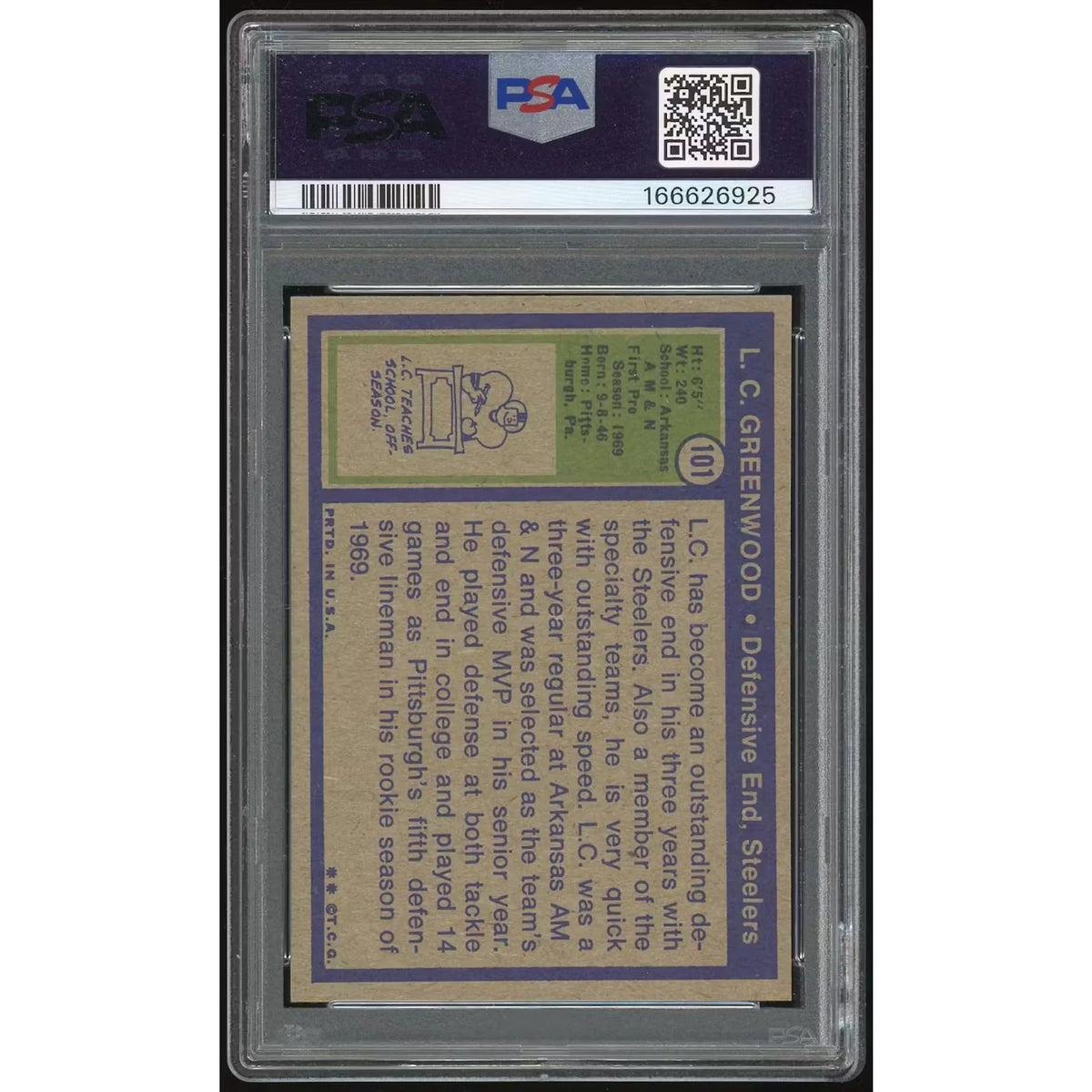L.C. Greenwood 1972 Topps #101 Rookie Card | PSA 6.5 | P6135390