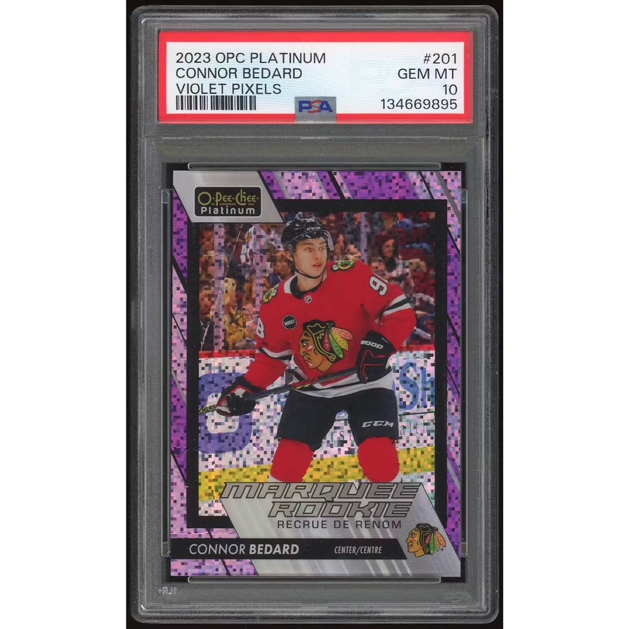 Connor Bedard 2023-24 O-Pee-Chee Platinum #201 Card | Violet Pixels PSA 10 | P6135471