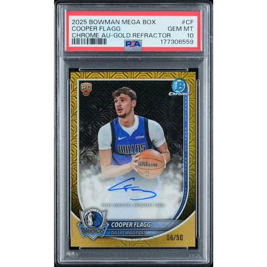 2025 Bowman Chrome Cooper Flagg Mega Box Gold Refractor Auto/50 PSA 10 #CF | P6139560