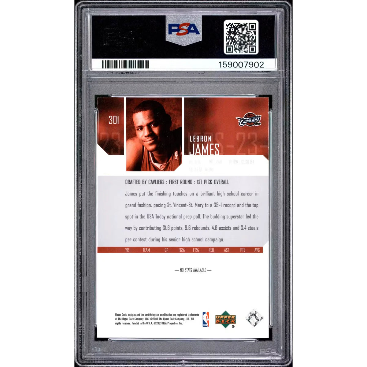 LeBron James 2003 Upper Deck Rookie Card #301 | PSA 8 | P6140446
