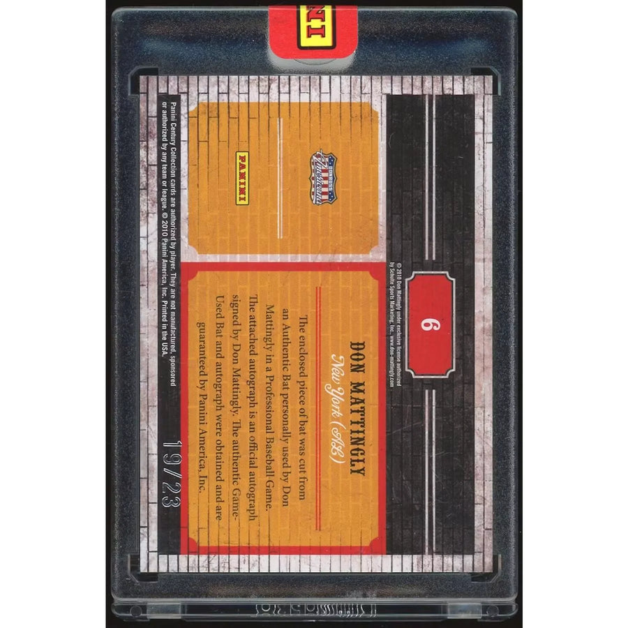 Don Mattingly Signed 2010 Panini Century Collection #6 Card | Bat/Auto #/23 | P6140745