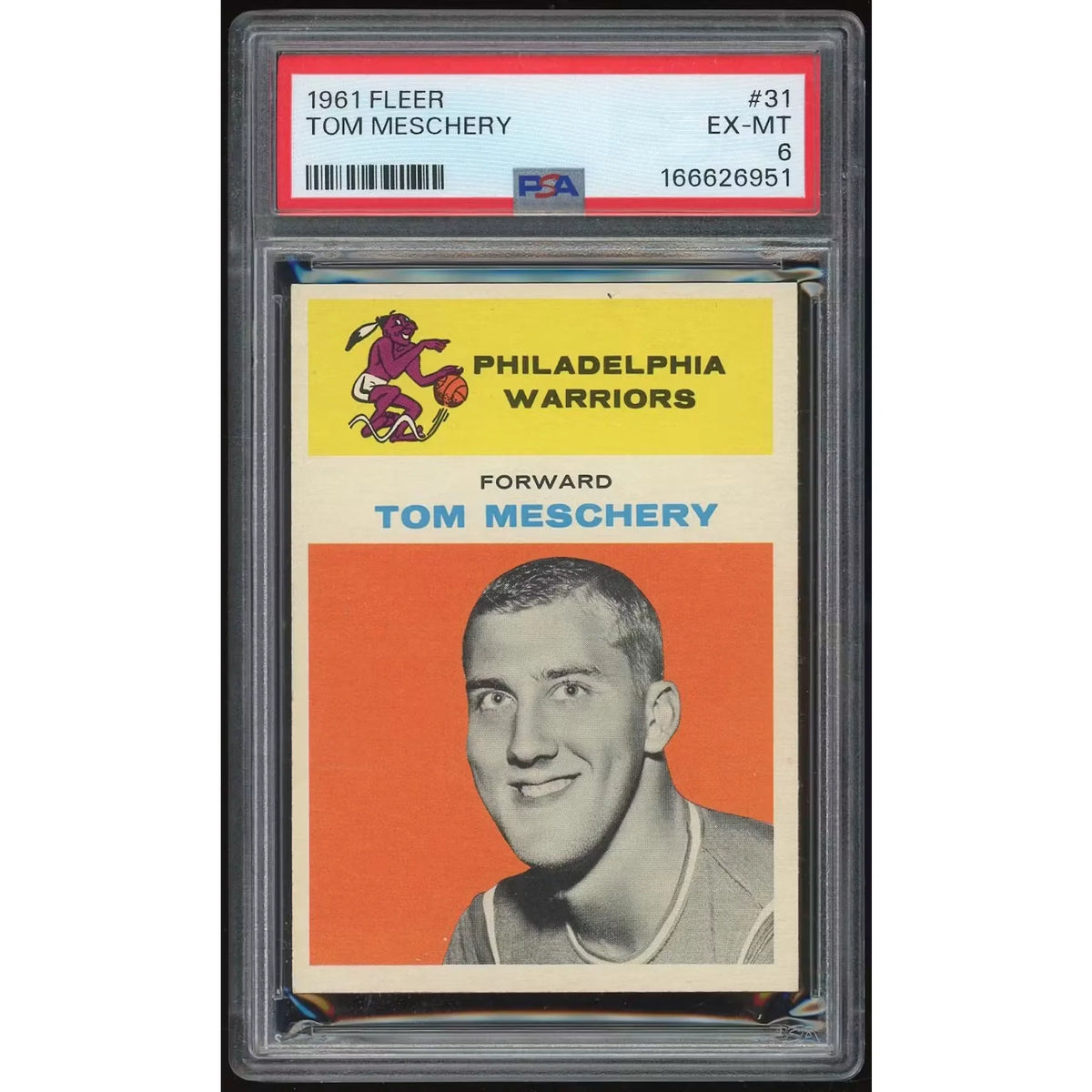 1961-62 Fleer #31 Tom Meschery Basketball Card | PSA 6 | P6140810
