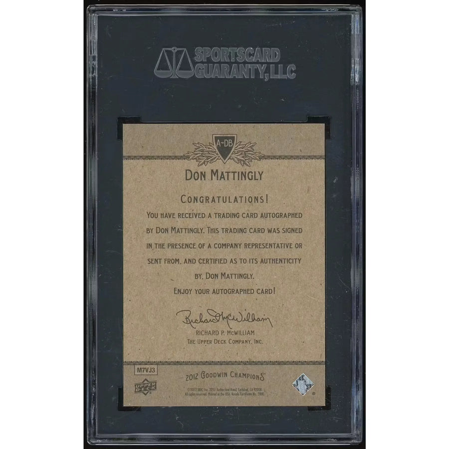 Don Mattingly Signed 2012 Upper Deck Goodwin Champions Card | SGC 98 | P6140850