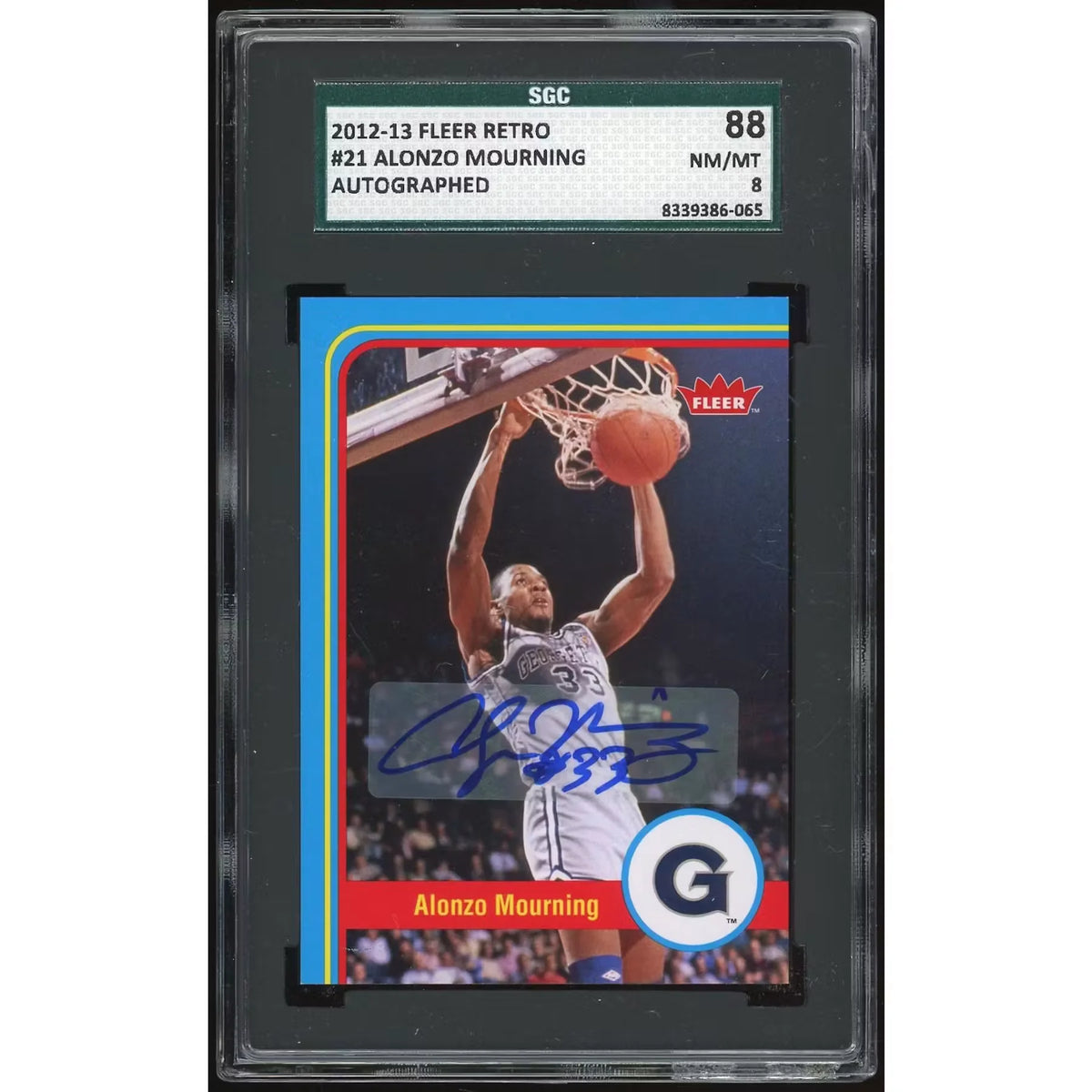 Alonzo Mourning Signed 2012-13 Fleer Retro Card #21 | SGC 88 | P6140885