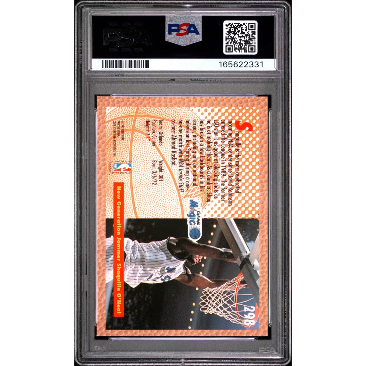 1992 Fleer Shaquille O'Neal Rookie Card #298 | PSA 9 | P6140892