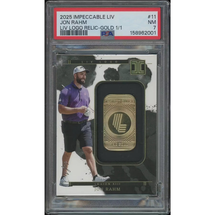 Jon Rahm Signed 2025 Panini Impeccable LIV Golf Gold Relic | PSA 7 NM | P6574532