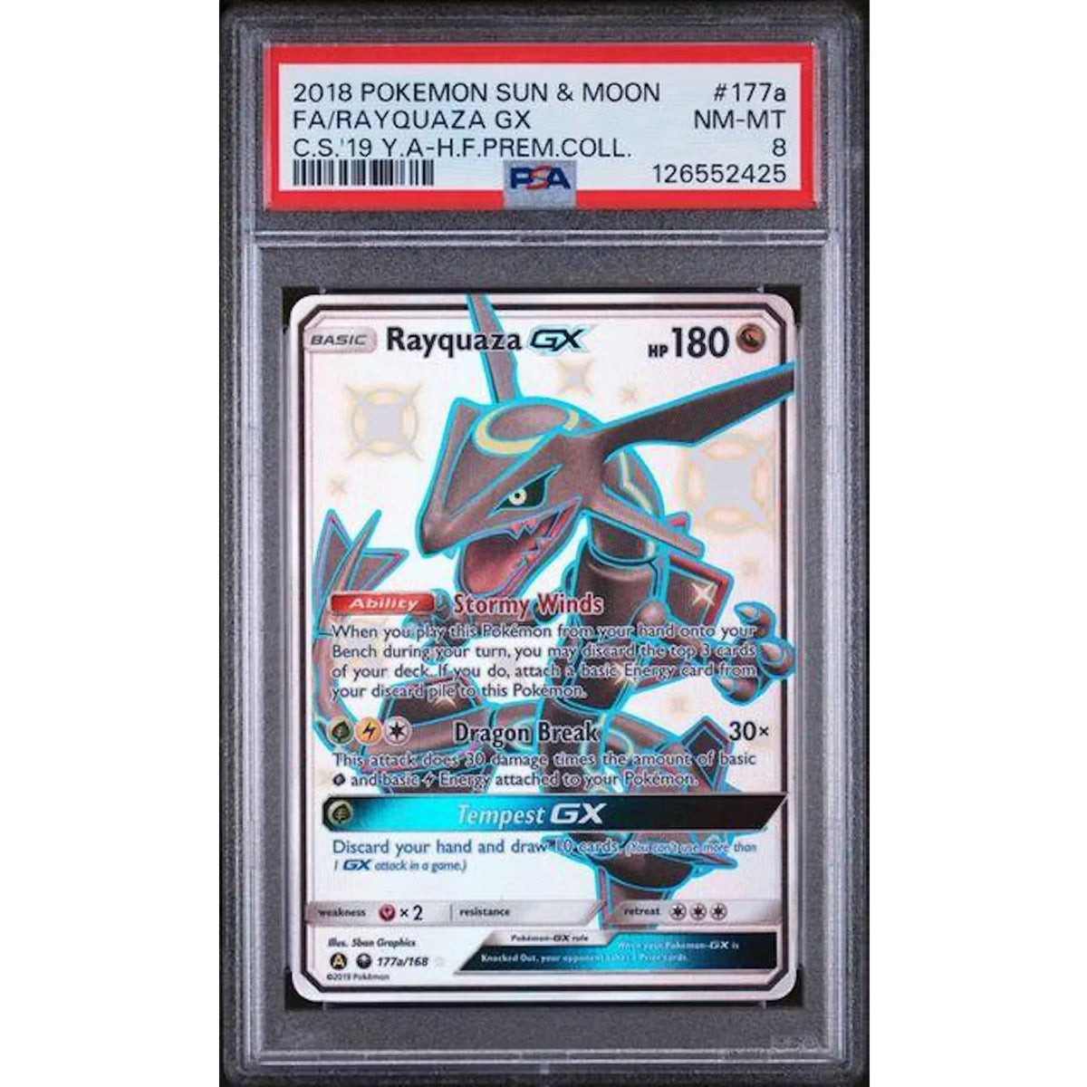 2018 Rayquaza GX Celestial Storm #177a | PSA 8 | P6575041