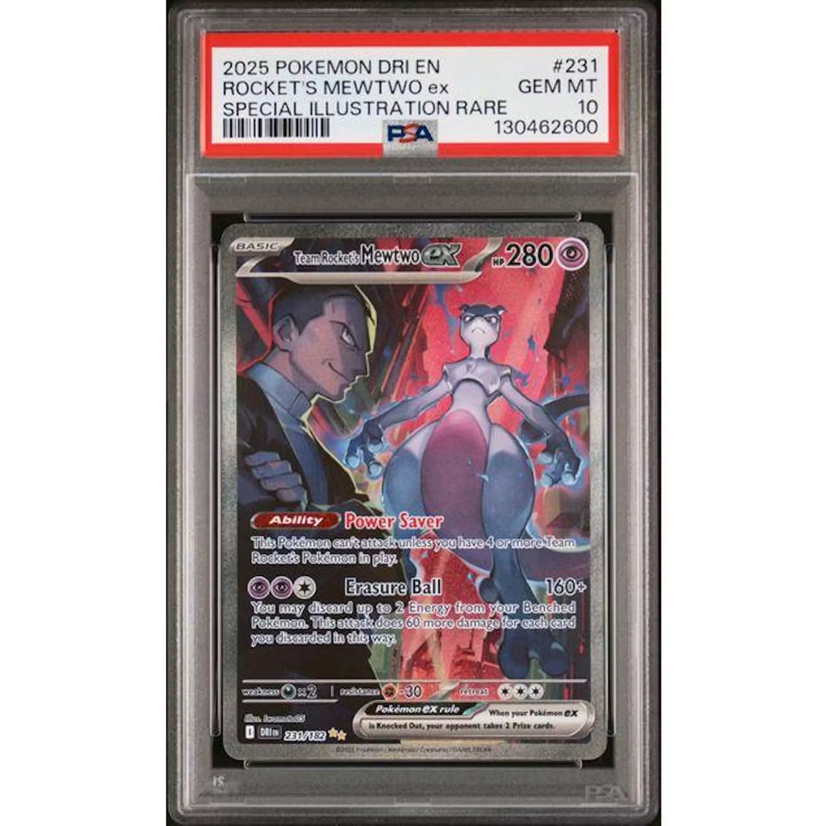 2025 Pokemon Destined Rivals Team Rocket's Mewtwo ex SIR #231 PSA 10 - D2 | P6575064