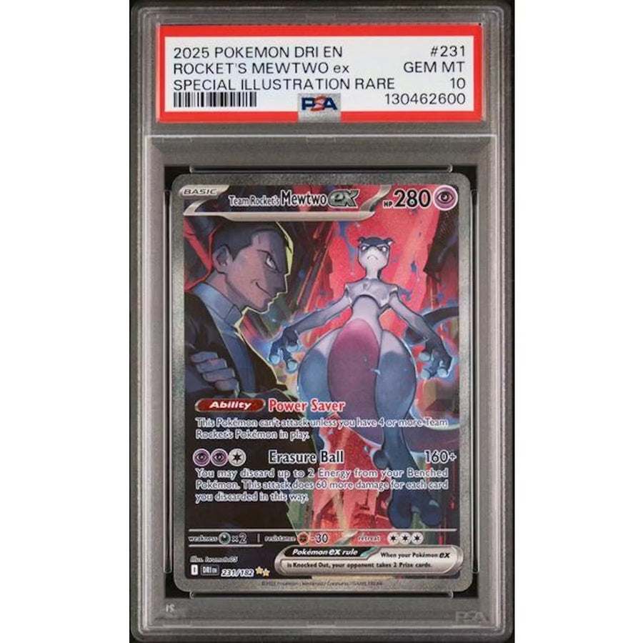 2025 Pokemon Destined Rivals Team Rocket's Mewtwo ex SIR #231 PSA 10 - D2 | P6575064