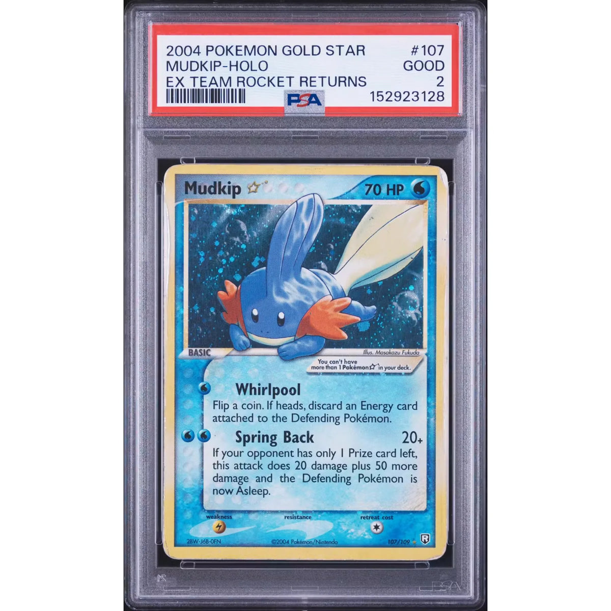 Pokemon EX Team Rocket Returns Mudkip Gold Star 107/109 | PSA 2 | P6575087