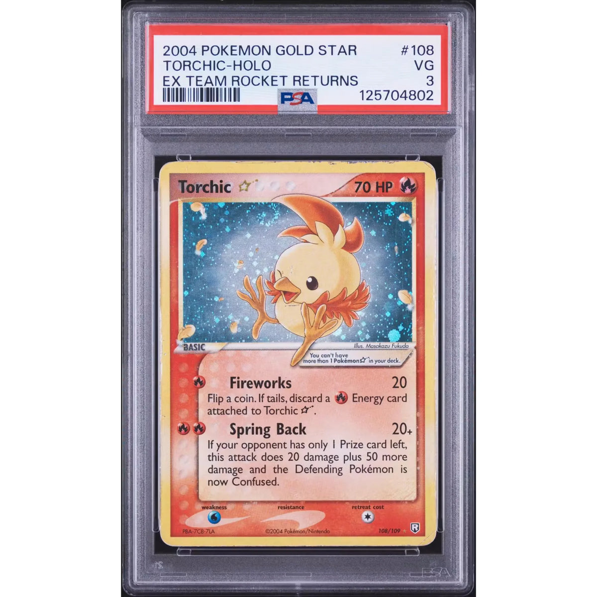 Pokemon EX Team Rocket Returns Torchic Gold Star 108/109 | PSA 3 | P6575089