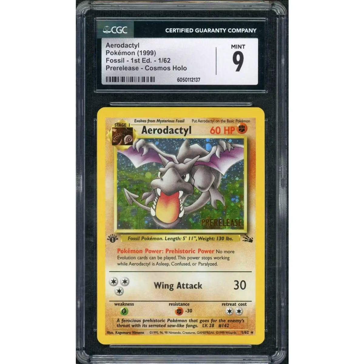 1999 Pokemon Fossil Aerodactyl 1st Edition Pre-Release | CGC 9 Cosmos Holo #1 | P6575188