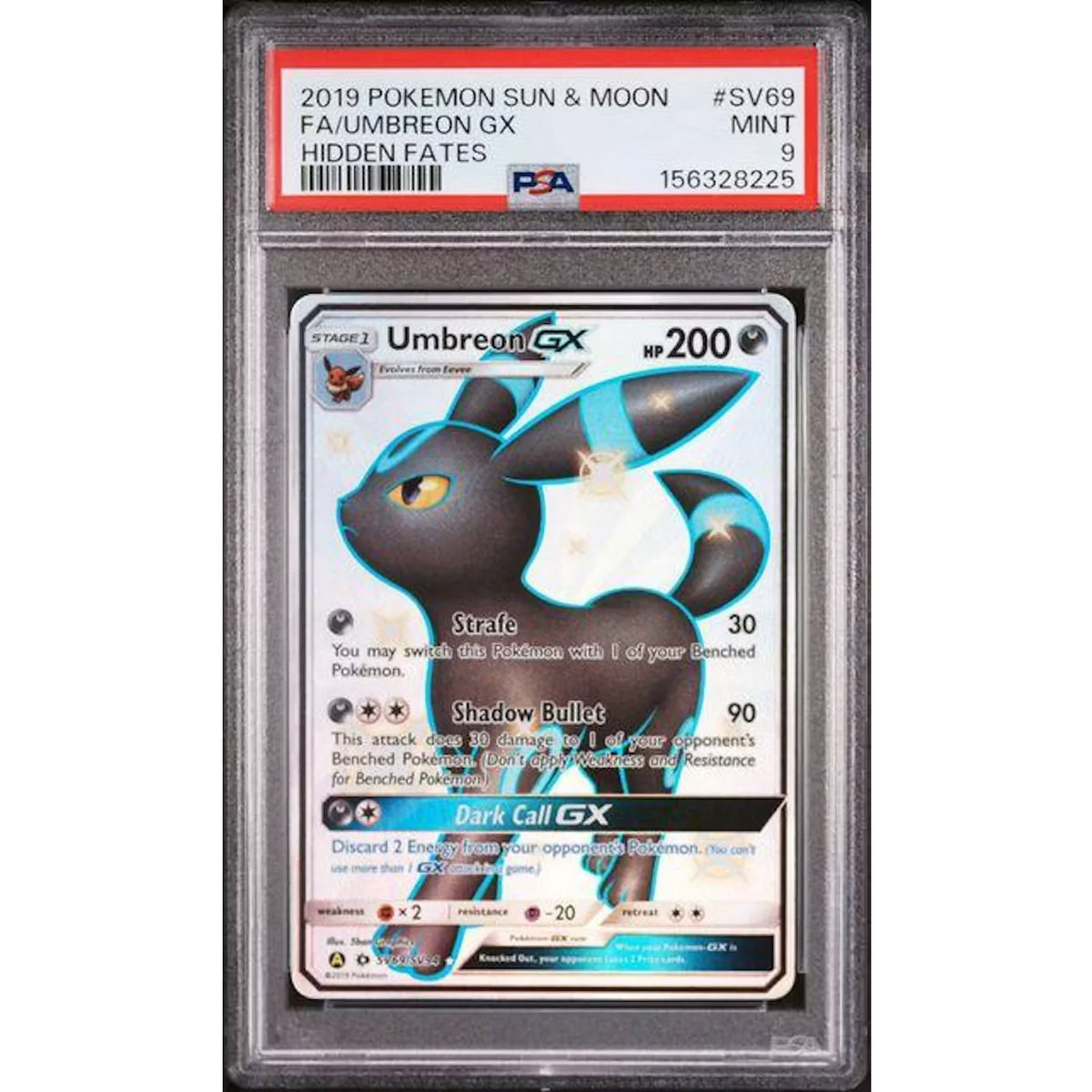 2019 Pokemon Hidden Fates Umbreon GX Full Art | PSA 9 | P6575258