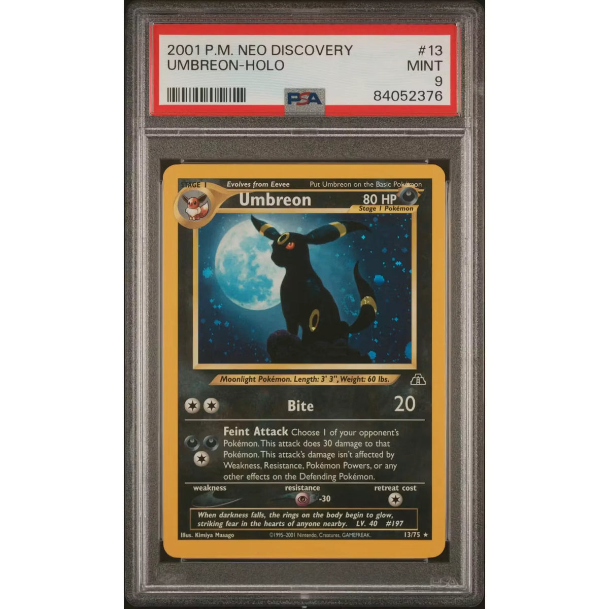 2001 Pokemon Neo Discovery Umbreon Holo #13 PSA 9 - D2 | P6575322