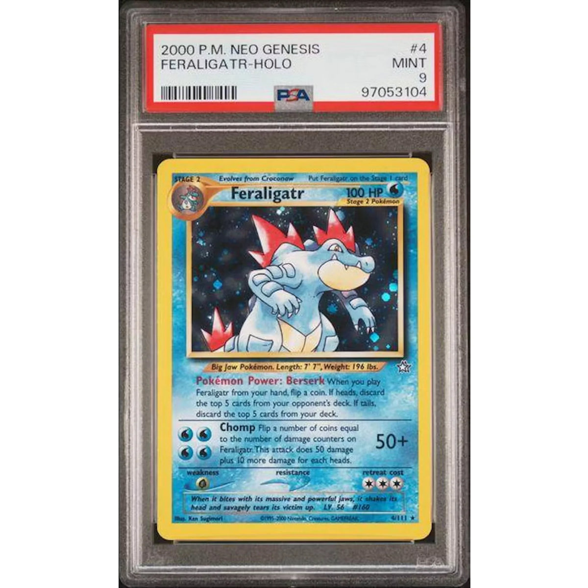 2000 Pokemon Neo Genesis Feraligatr Holo #4 | PSA 9 | P6575358