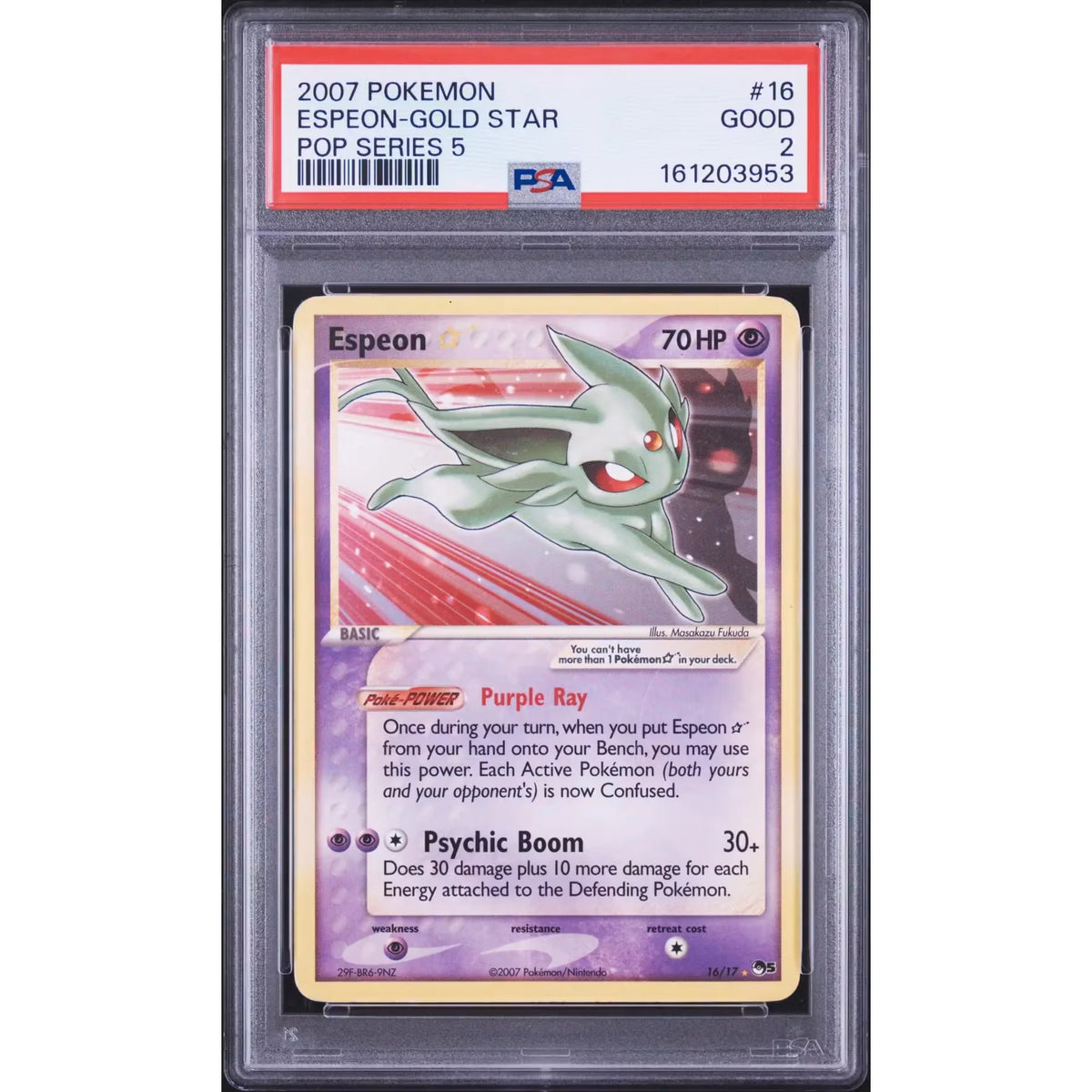 Pokemon POP Series 5 Espeon Gold Star 16/17 | PSA 2 | P6575379