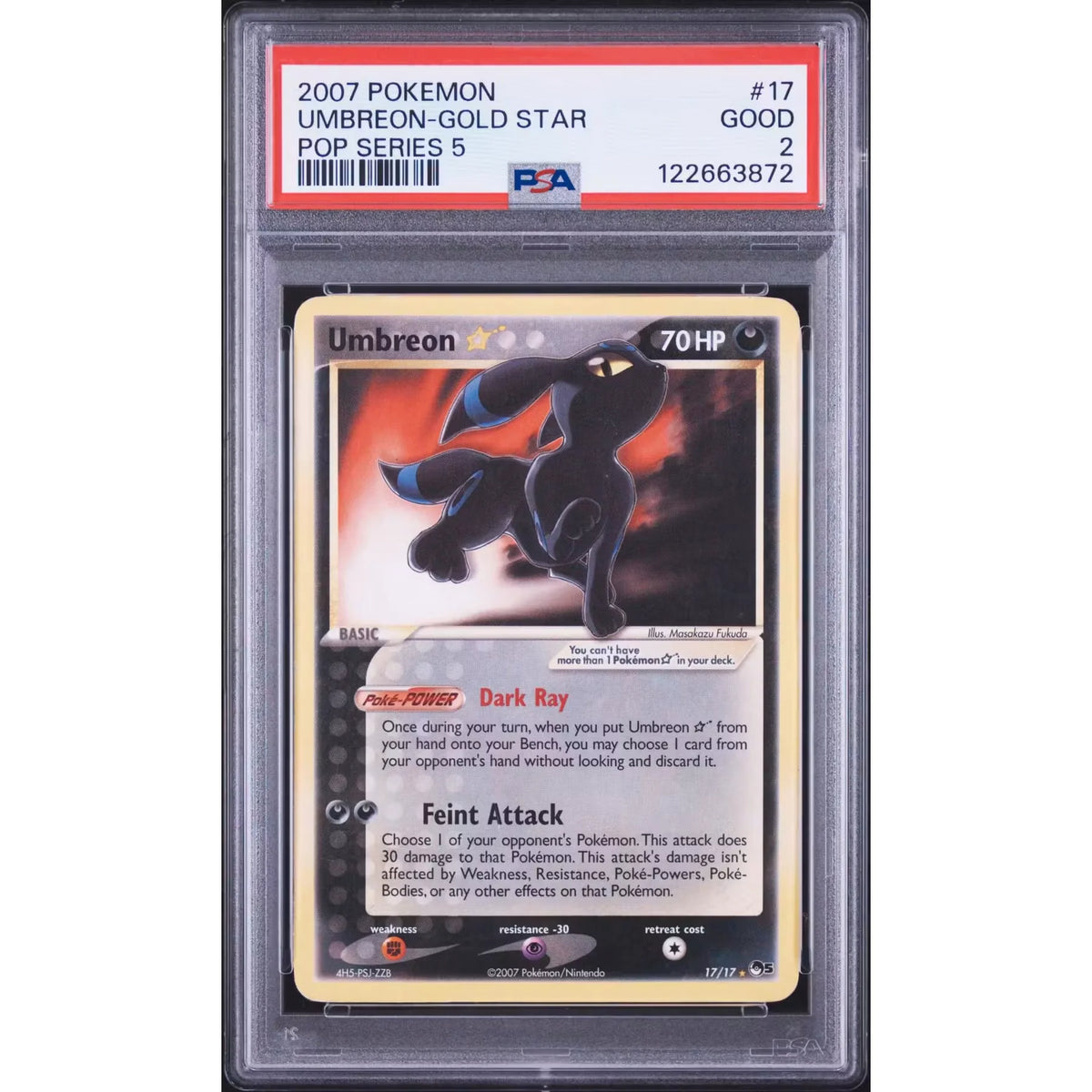 Pokemon POP Series 5 Umbreon Gold Star 17/17 | PSA 2 | P6575380