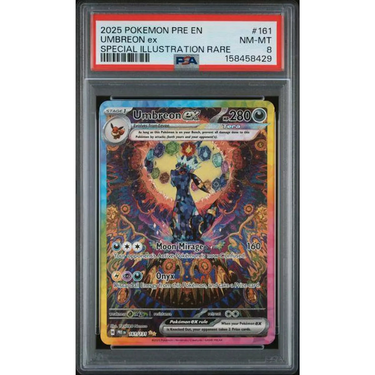 2025 Pokemon Prismatic Evolutions Umbreon ex SIR #161 PSA 8 - D2 | P6575408