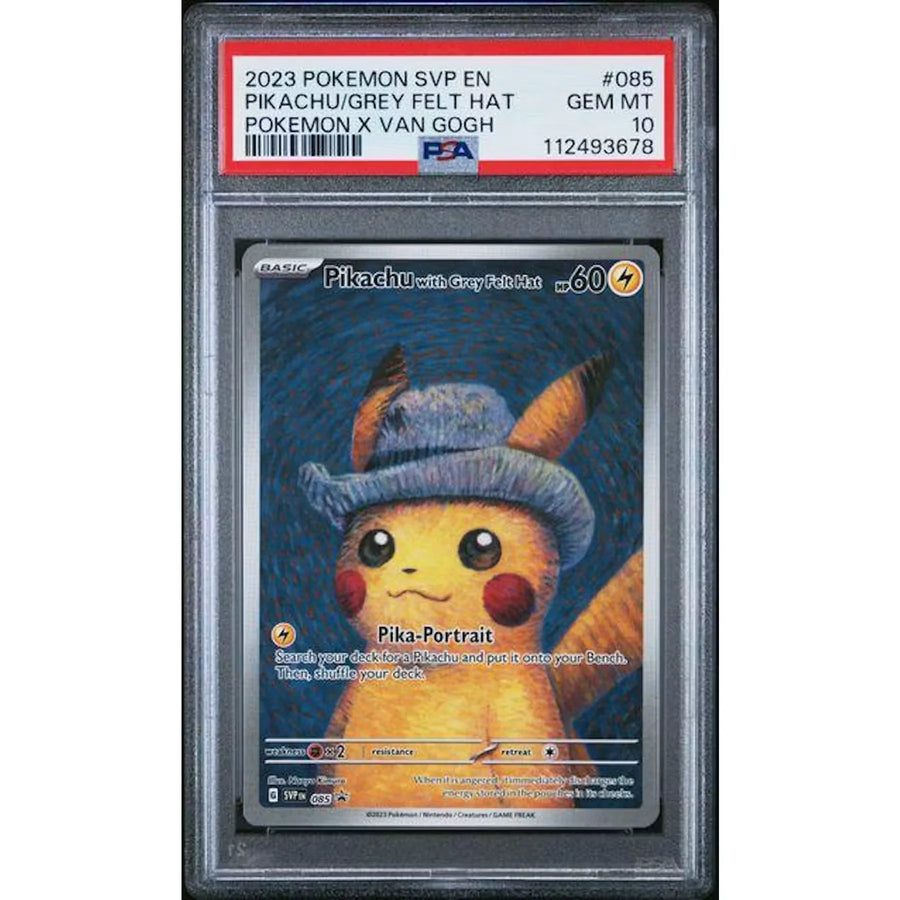 2023 Pokemon X Van Gogh Pikachu Grey Felt Hat #085 | PSA 10 | P6575421
