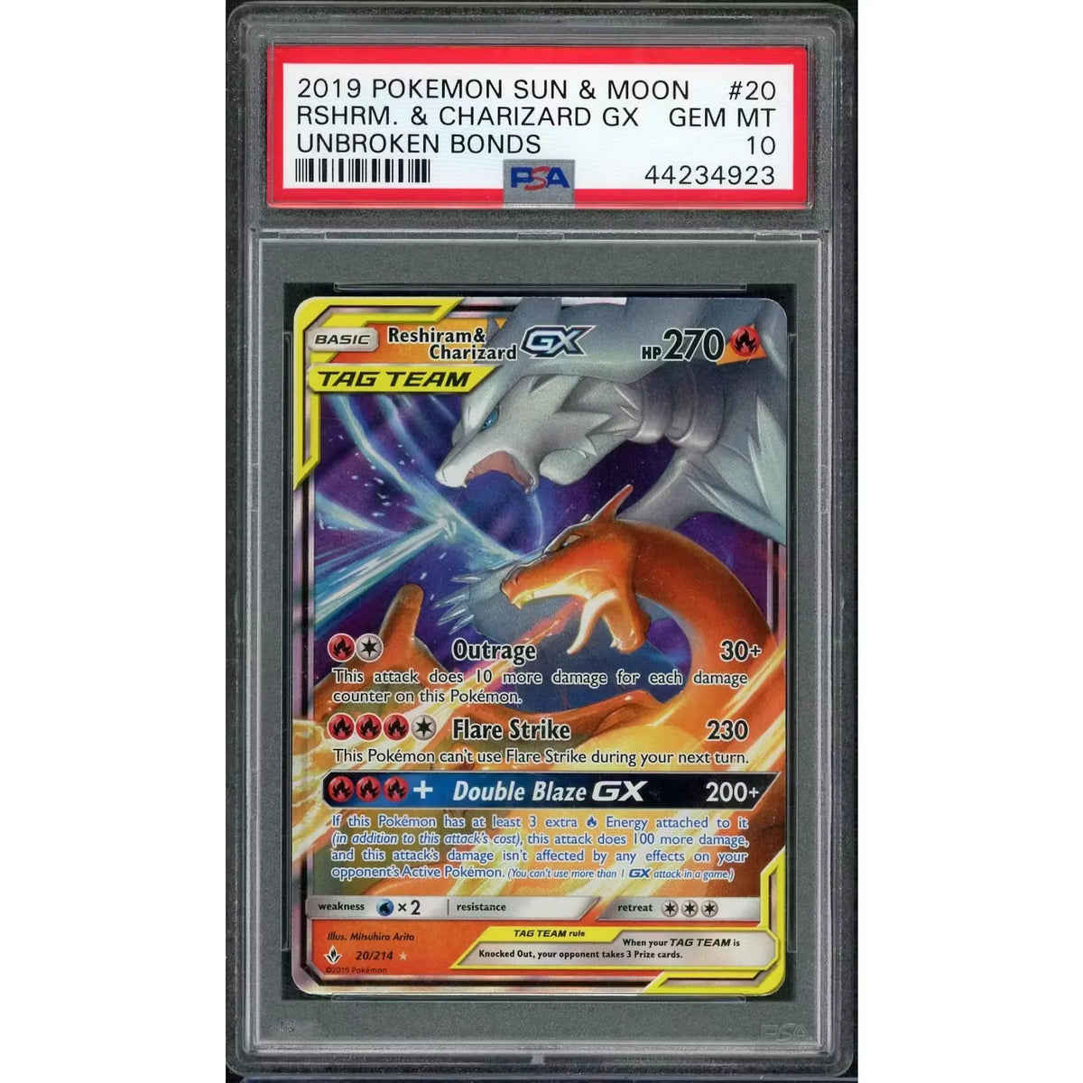 Reshiram & Charizard GX #20 PSA 10 | 2019 Unbroken Bonds | P6575597