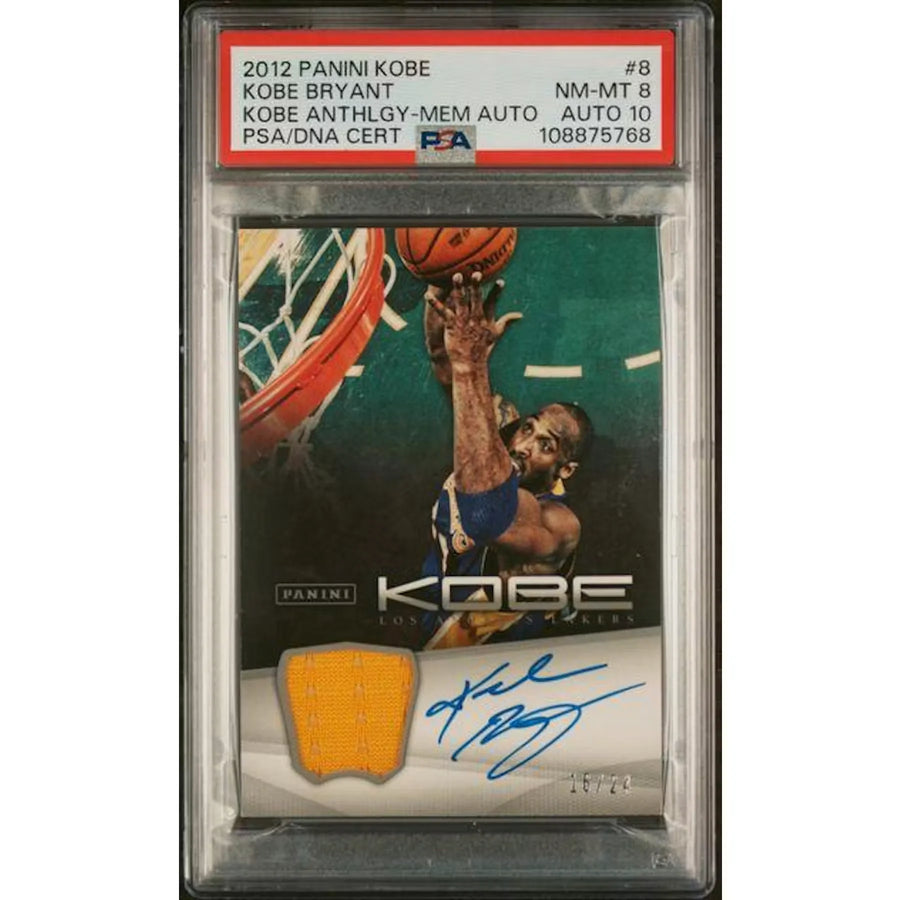 Kobe Bryant Signed 2012-13 Panini Anthology Patch #8 Card | PSA 8 Auto 10 | P6577292