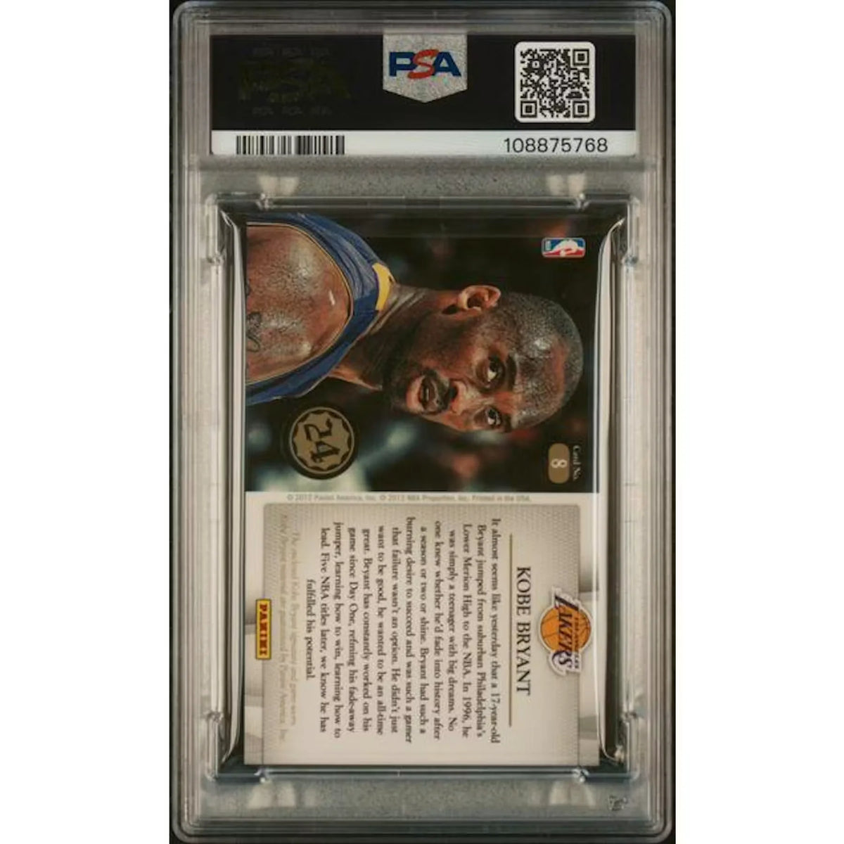 Kobe Bryant Signed 2012-13 Panini Anthology Patch #8 Card | PSA 8 Auto 10 | P6577292