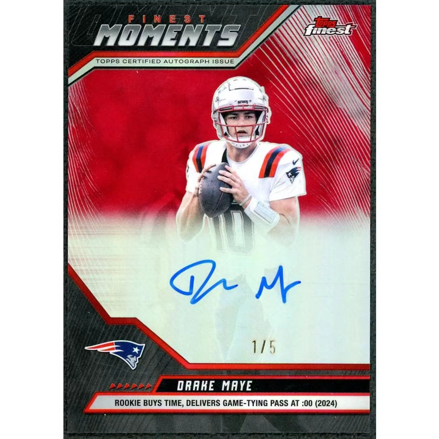 Drake Maye 2025 Topps Finest Moments Red Auto | #FMA-DM | P6577436