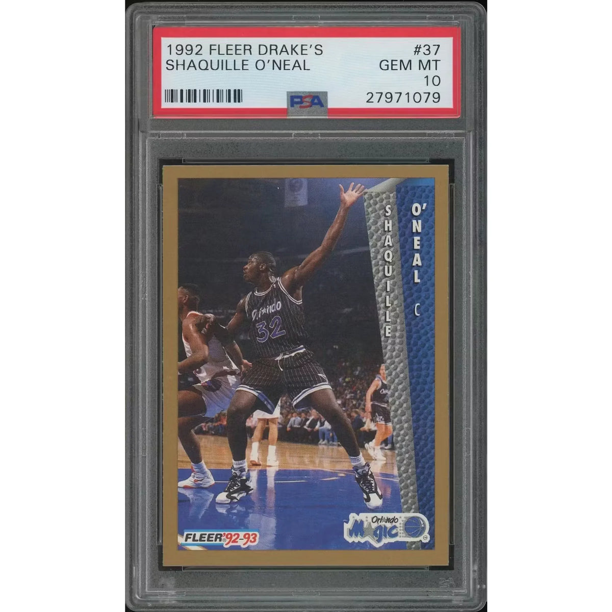 Shaquille O'Neal 1992-93 Fleer Drake's Basketball Rookie Card #37 | PSA 10 | P6577493