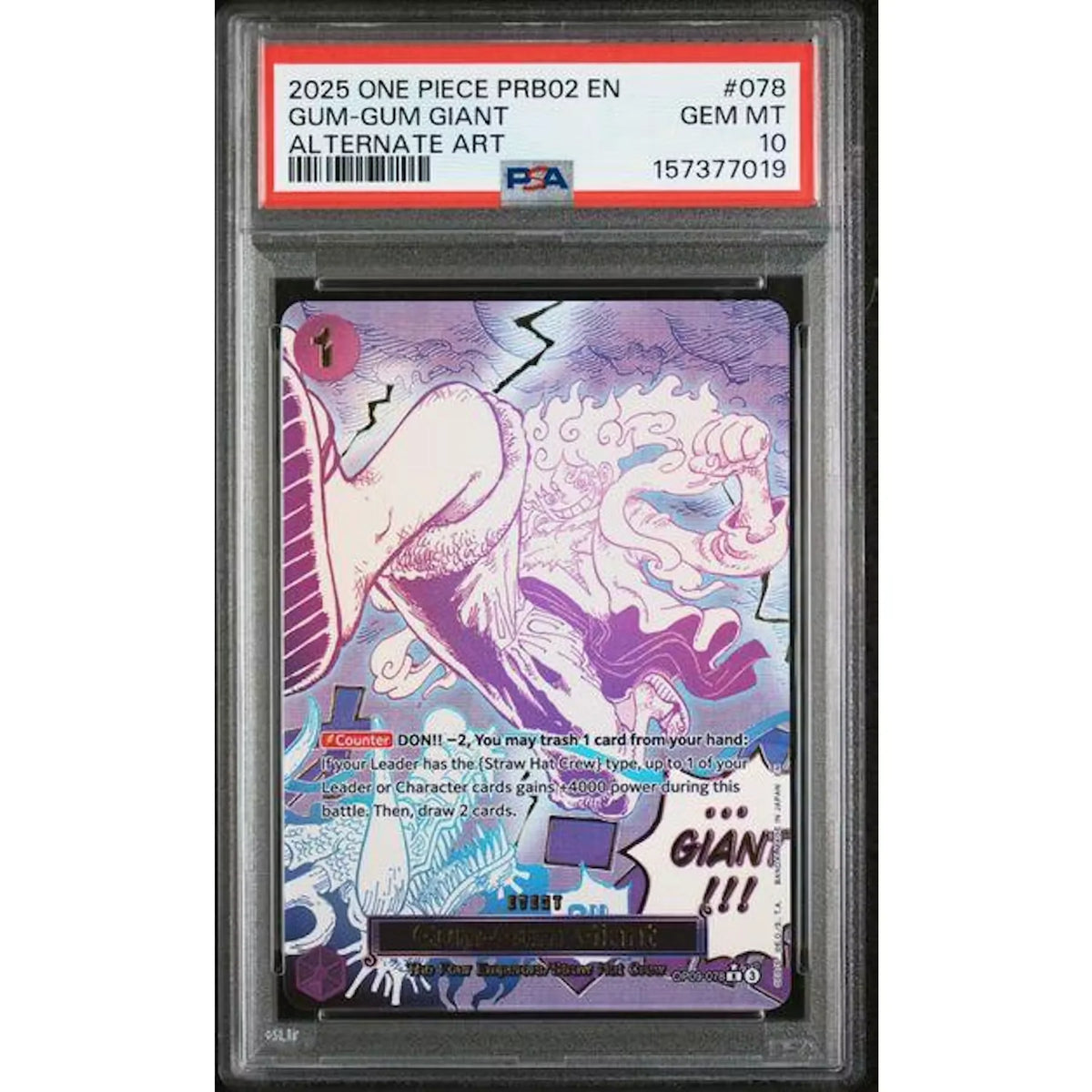 2025 One Piece PRB02 Gum-Gum Giant Alternate Art #078 | PSA 10 | P6577528